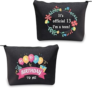 13th Birthday Gifts 13th Birthday Bag Makeup Pouch 13 Year Old Girl Birthday Gifts Cosmetic Bag Travel Case Its Official 13 I am a Teen Thirteen Birthday Gifts for Girls Sister Daughter, I am a Teen 13th Birthday Bag Black,