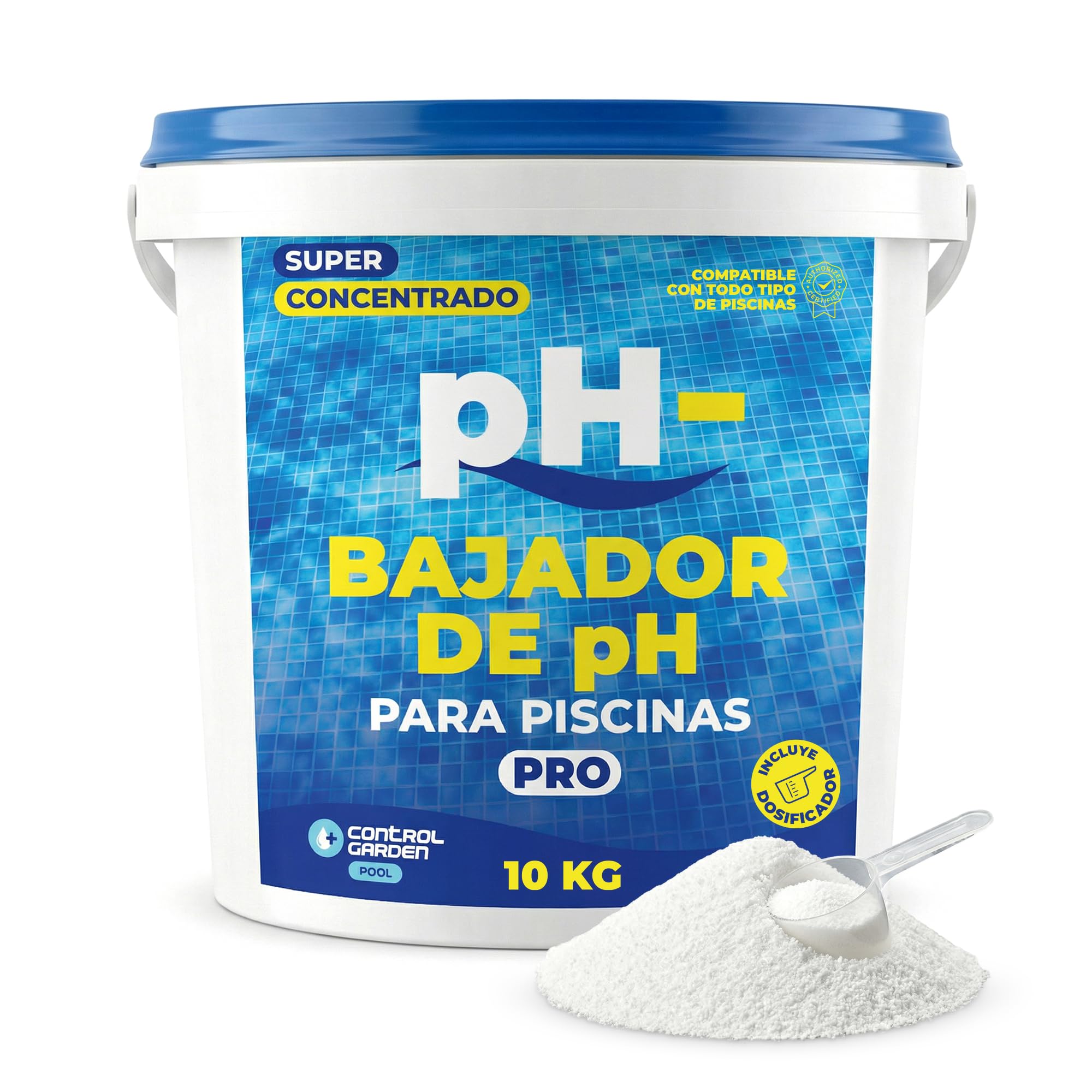CONTROL GARDEN Bajador PH Piscinas Granulado 10 KG | Reductor pH- Piscina Interior y Exterior | Minorador Sólido - Súper Concentrado | Pool Regulador de Poliester, Liner y Electrólisis Salina - 1