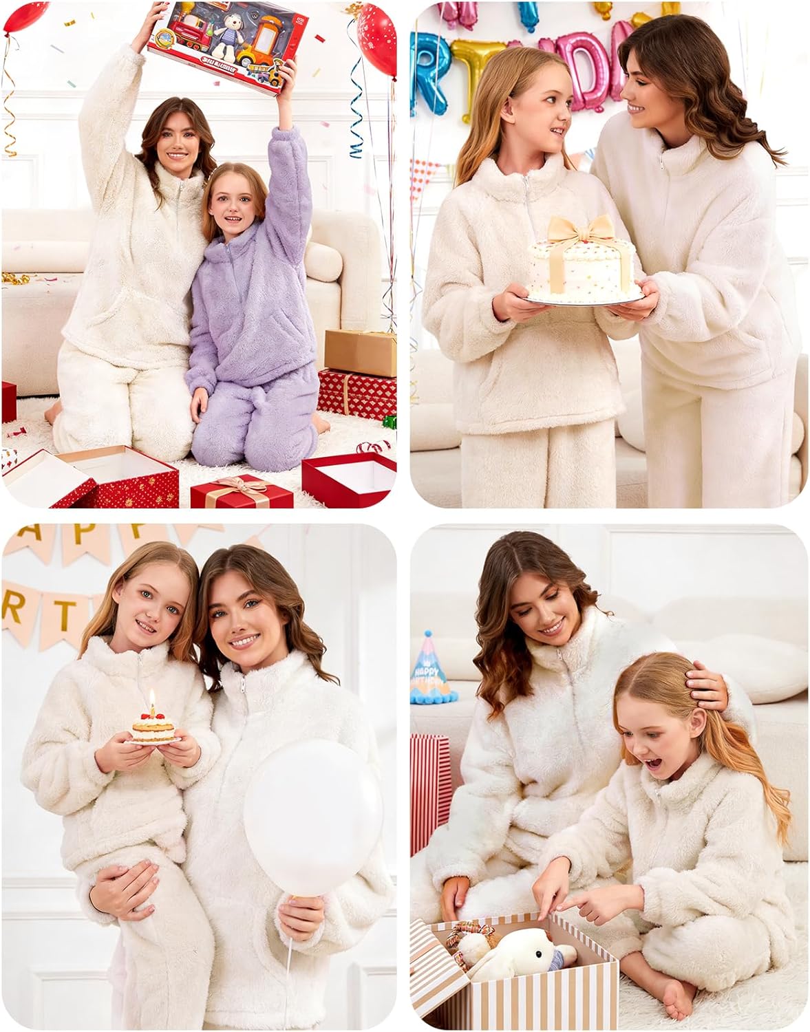 Yimoon Womens Fluffy Pajamas Set Warm Fleece Pjs Half Zip Pullover Pants 2 Piece Sleepwear Winter Fuzzy Loungewear - Image 7