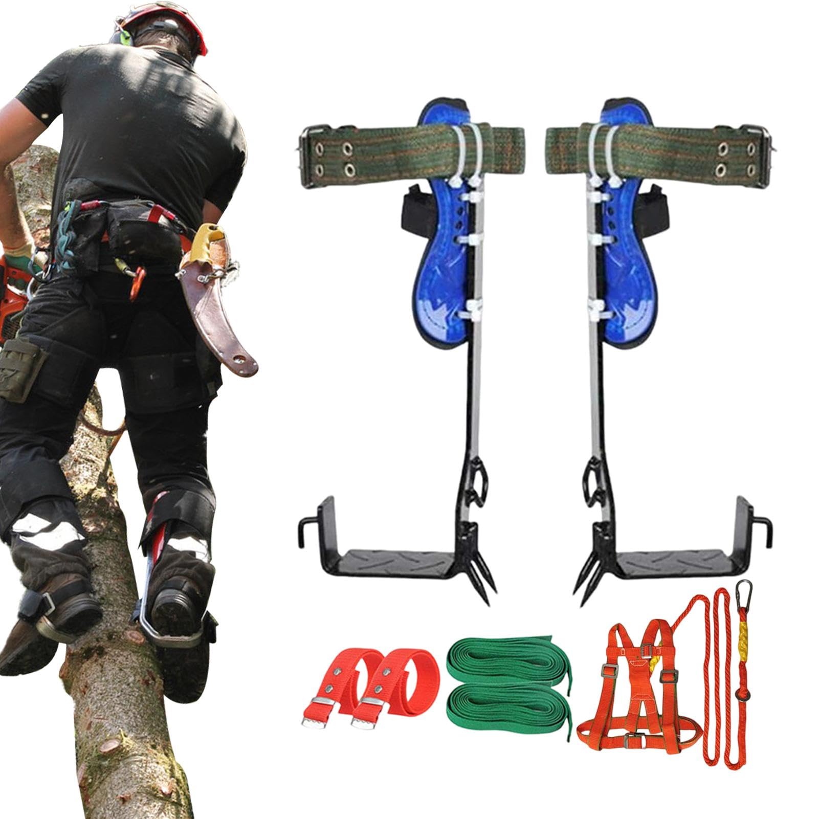 Novent Picos para trepar árboles, Kit de Equipo para trepar Postes,Herramientas de Trabajo para árboles con púas Ajustables para trepar Postes | Equipo de Escalada con Correas de Seguridad para