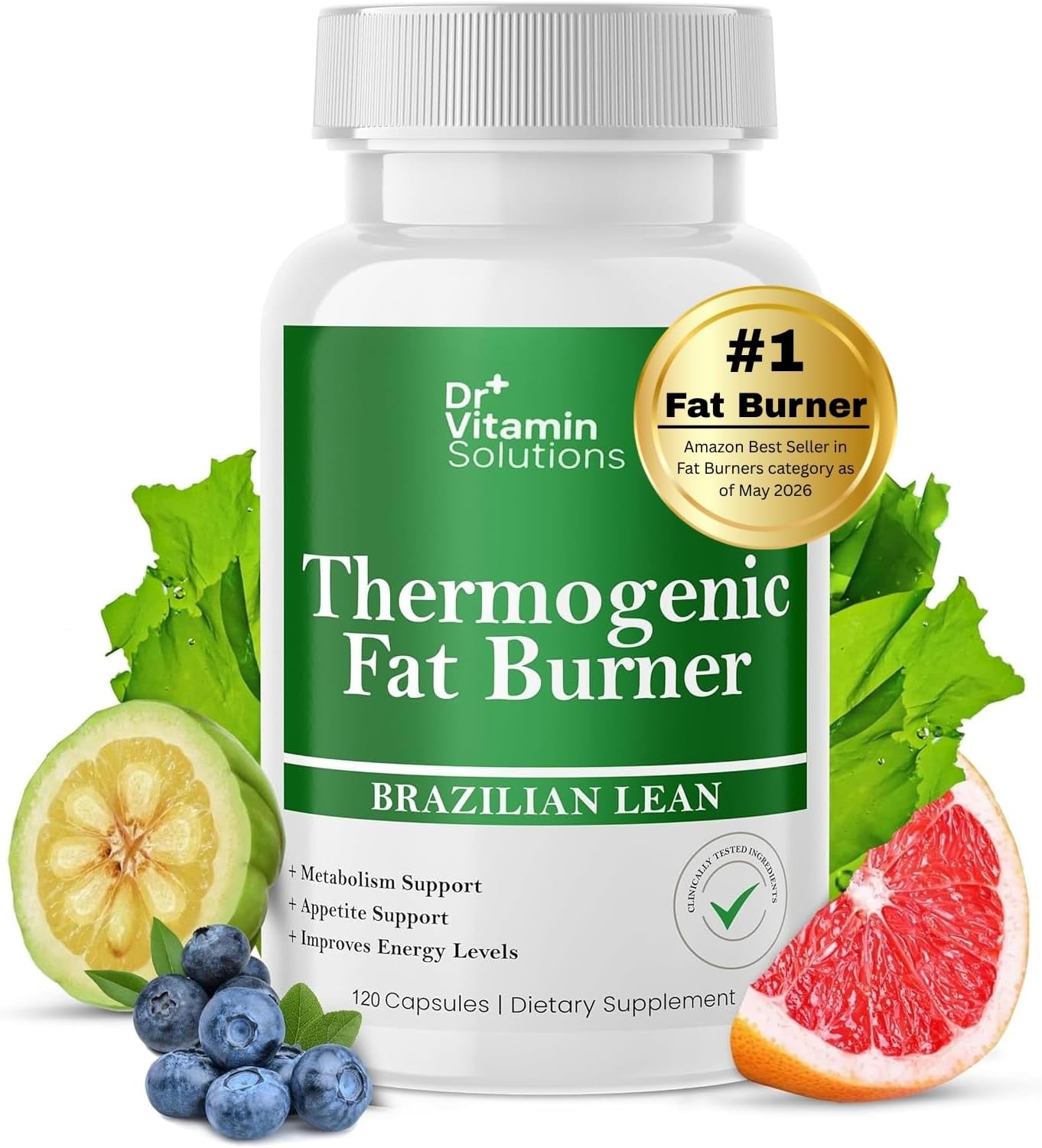 Thermogenic Fat Burner for Women and Men, 120 Count (4 Month Supply) - Appetite Suppressant for Weight Loss, Belly Fat Burner, Green Tea, Energy & Metabolism Booster, Diet Pills, Non-GMO Made in USA
