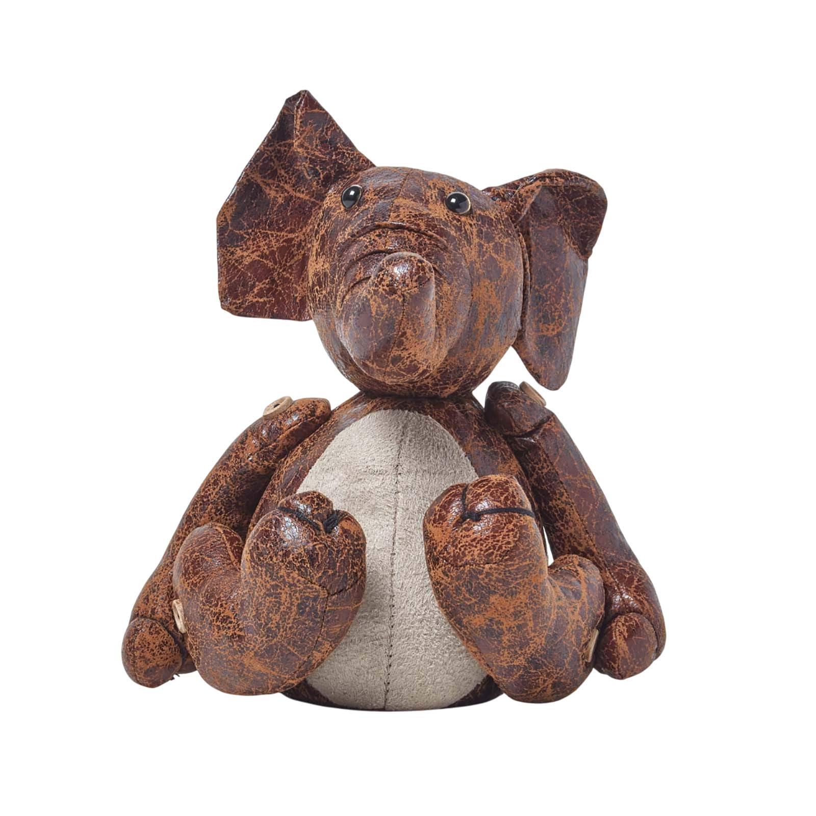 Homescapes Unisex Brown Faux Leather Animal Elephant Door Stopper In