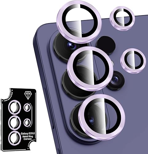 Miniatura 107 de Protector de lente de cámara para Samsung Galaxy S25 FE, cubierta individual de lente de vidrio templado con anillo de metal, [fuerte adsorción]
