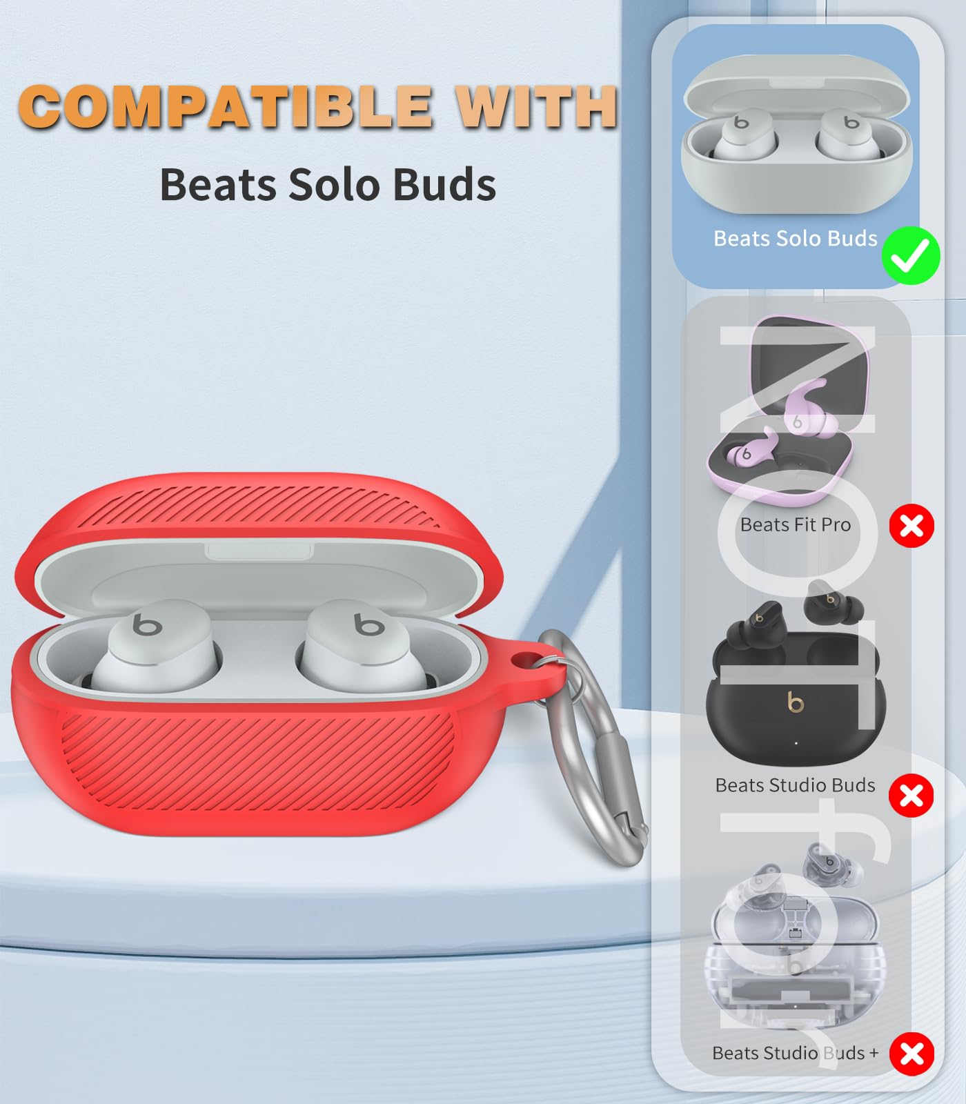 Funda para Beats Solo Buds (2024) con kit de limpiador, funda protectora de silicona suave a prueba de golpes compatible con Beats Solo Buds, funda de carga inalámbrica para auriculares con