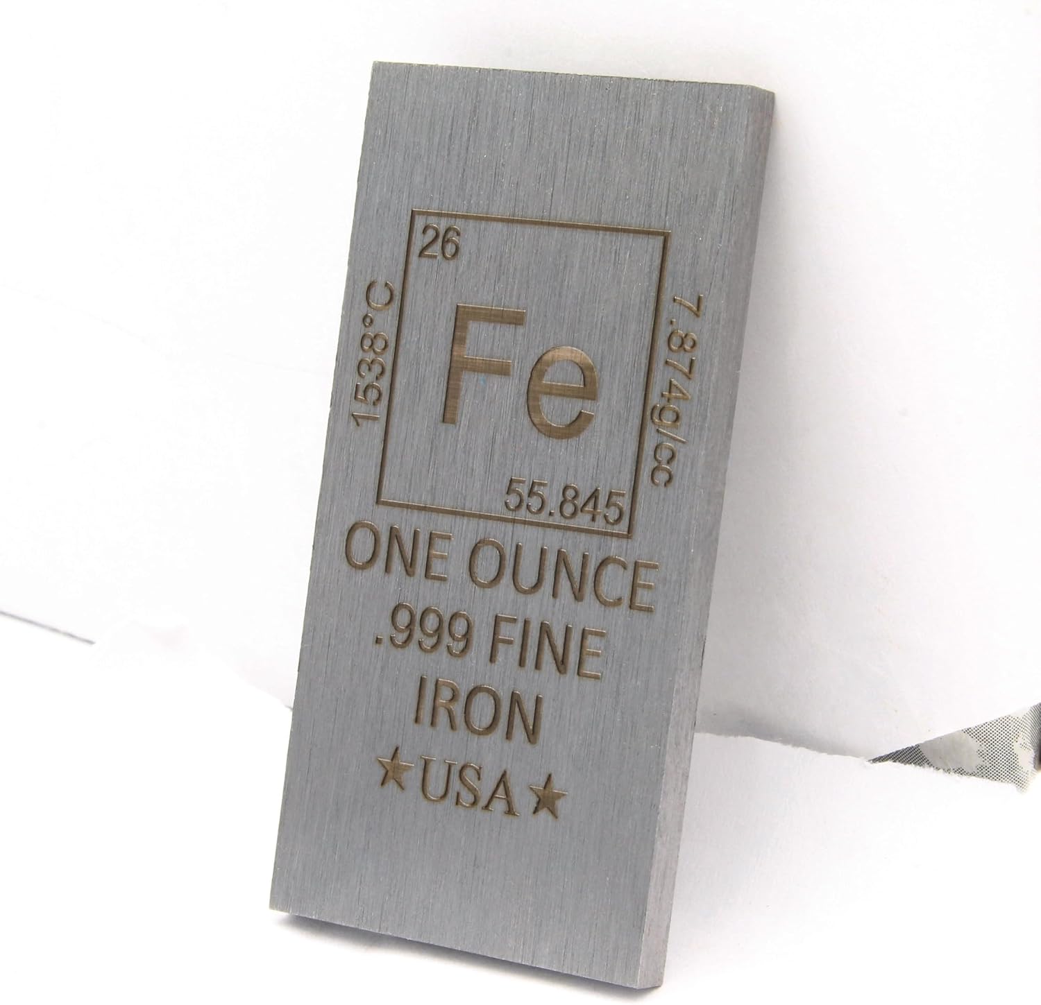 1 oz Iron Bar (Flat Style) .999 Pure Paperweight - Element Design with Certificate of Authenticity
