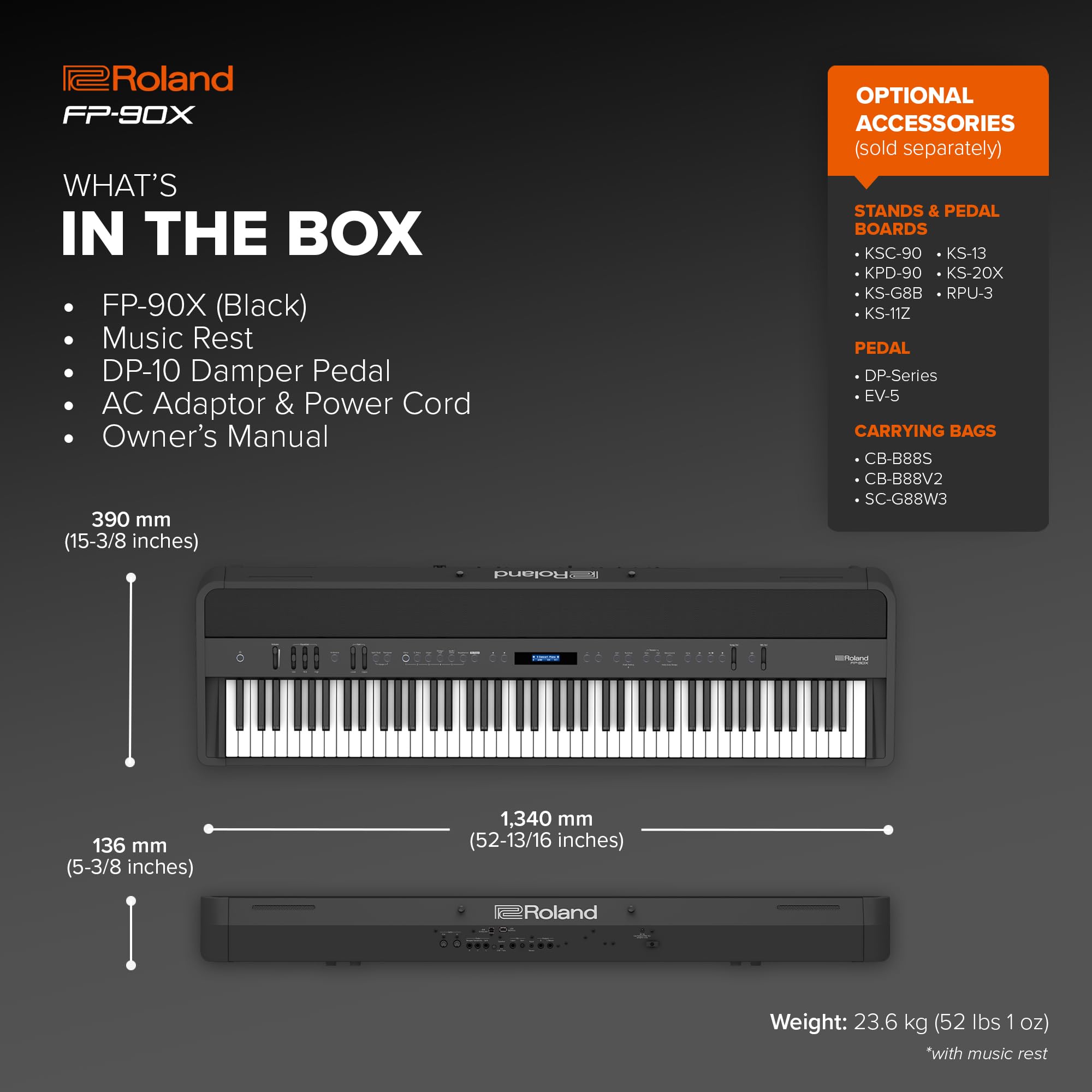 Amazon.com: Roland FP-90X | Flagship Portable 88-Note Digital