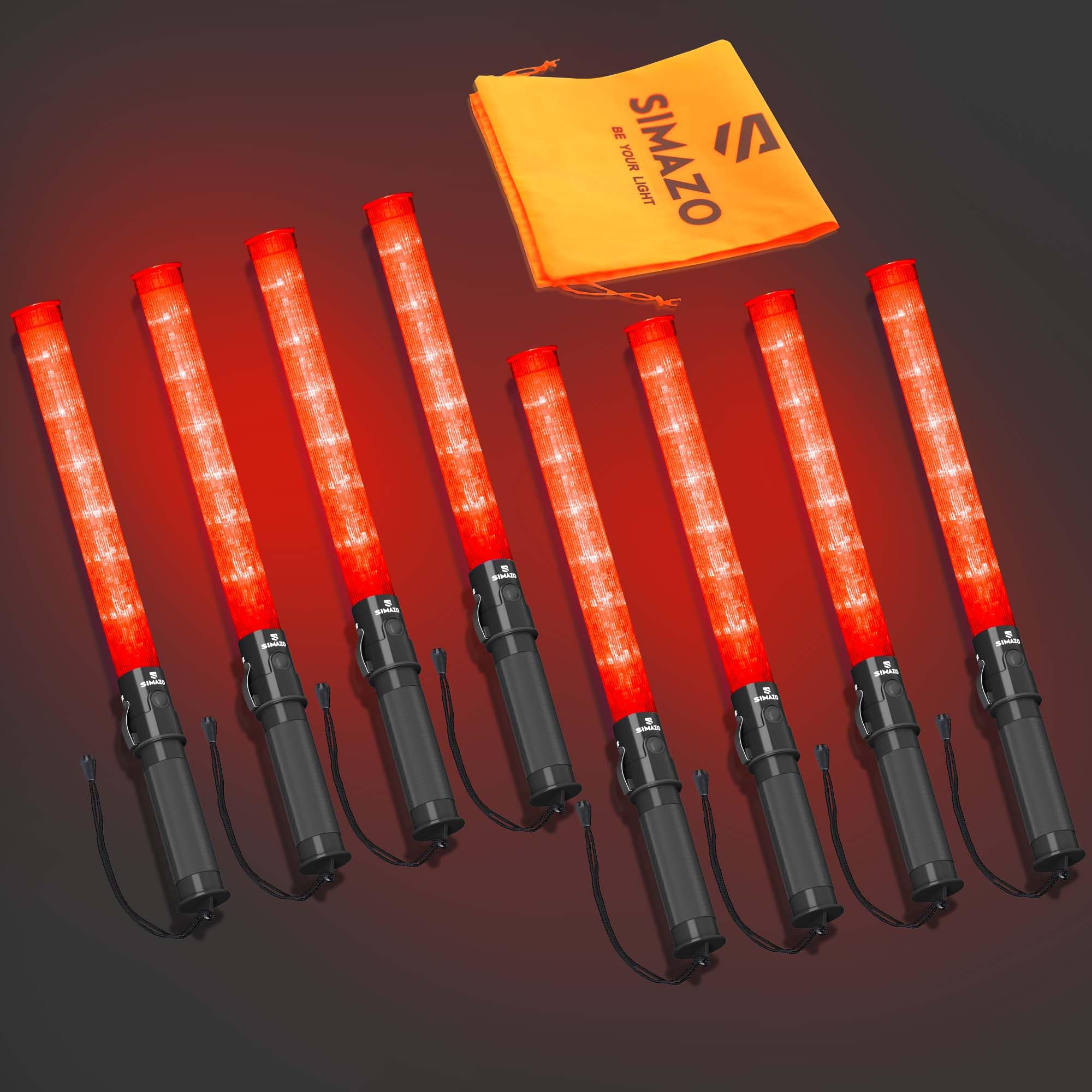8-Pack 21 Inch Red Traffic Control Wand with 3 Flashing Mode