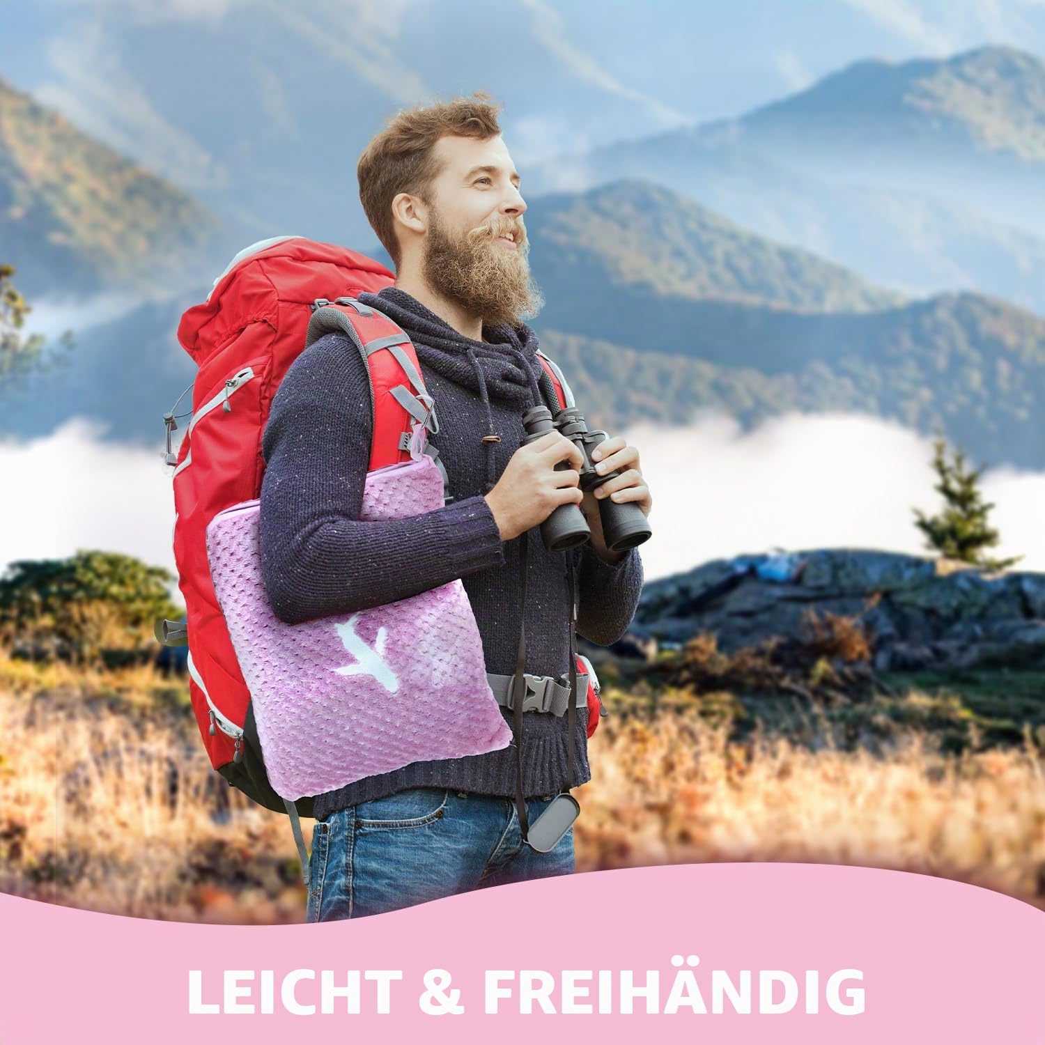 3-in-1-Reisedecke-Kissen-Set, 350 g/m², Dicke Reisedecke, Flugzeug, kompakt, mit Tasche, weiche Tasche mit Tasche, aufblasbares Reisekissen für Camping & Autoreise (Violett)