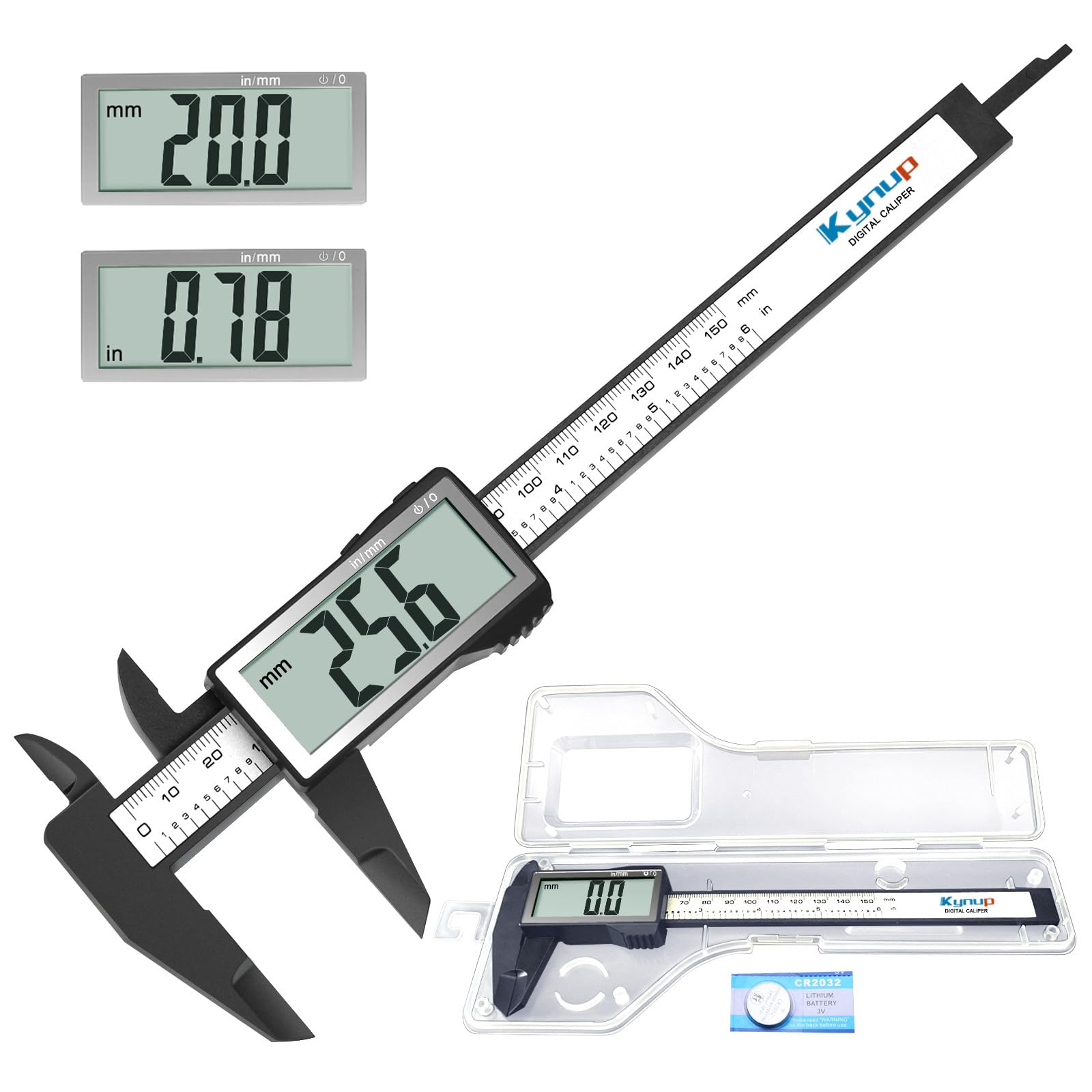 Kynup Pied a Coulisse  150mm Pied à Coulisse Numérique  Conversion de Pouces/Millimètres  Outil de Mesure Électronique avec Grand LCD écran  Grande Police