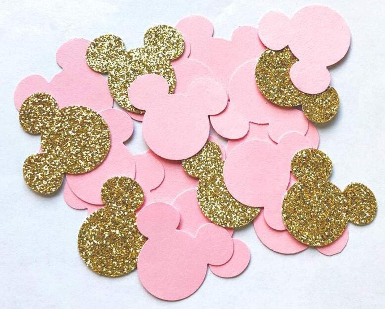 lishistudio 100 pcs Minnie Mouse Confetti,Pink and Gold Minnie Mouse Confetti,Minnie Mouse Birthday,First Birthday,Minnie Mouse Party Decoration,Baby Shower Decor,Table Decor Photo Booth Props