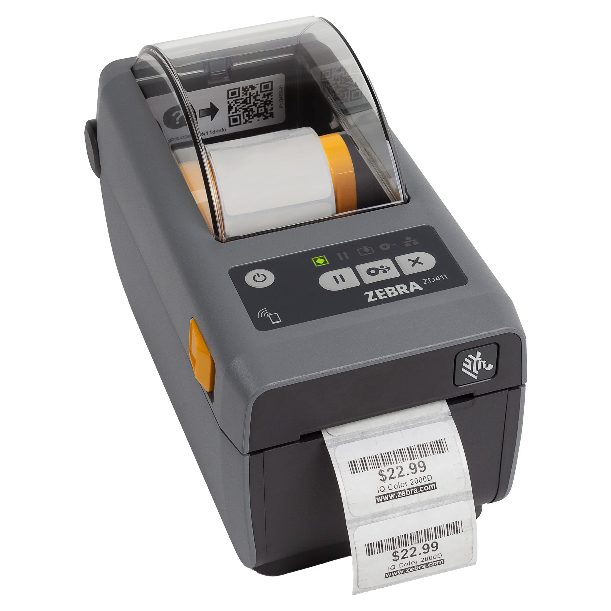 Zebra ZD411d Stampante con bordo a strappo - 203 DPI - Termico diretto - Larghezza di stampa massima 56 mm, Bluetooth, USB, interfaccia host USB (ZD4A022-D0EM00EZ)