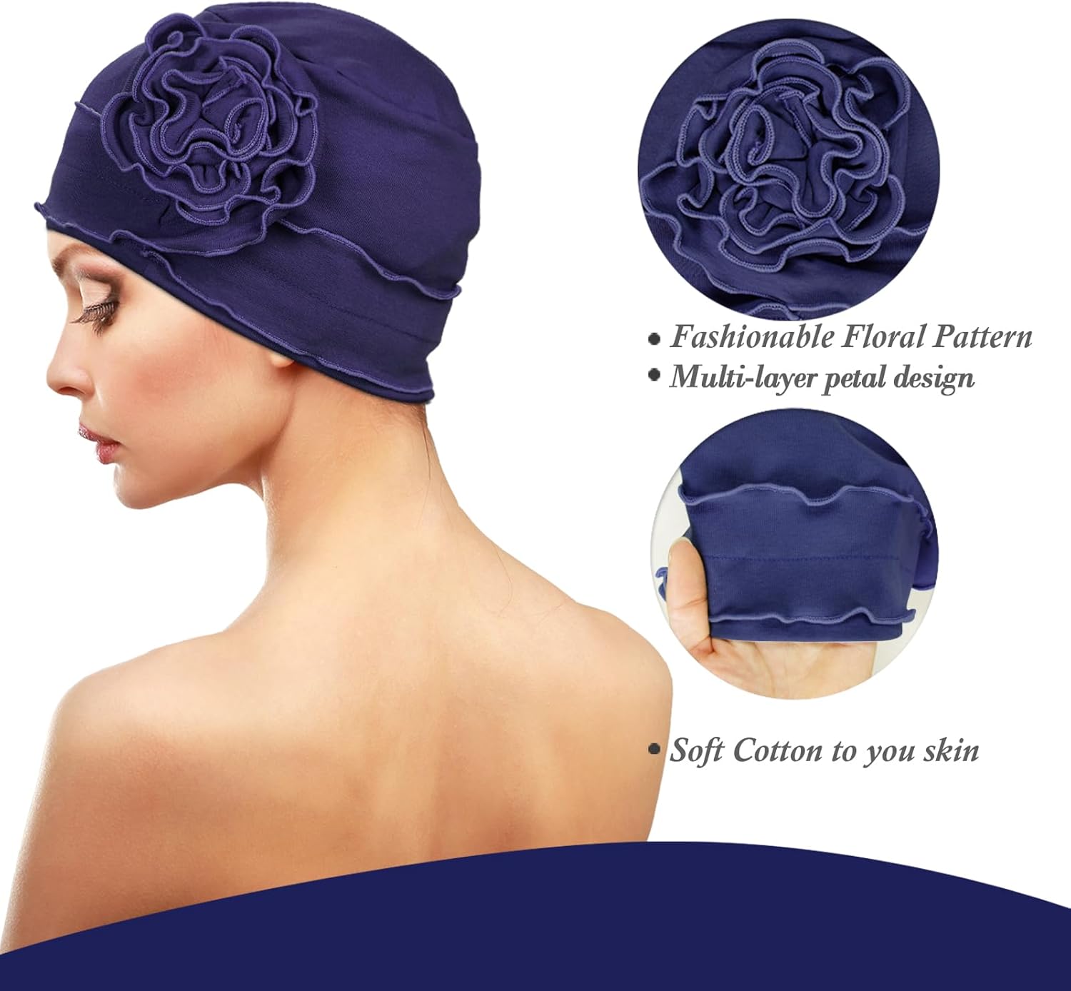 AIPESL 4 Pieces Cotton Chemo Turban Headwear, Soft Cancer Headwear Elastic Cancer Cap for Women with Hair Loss - Image 3