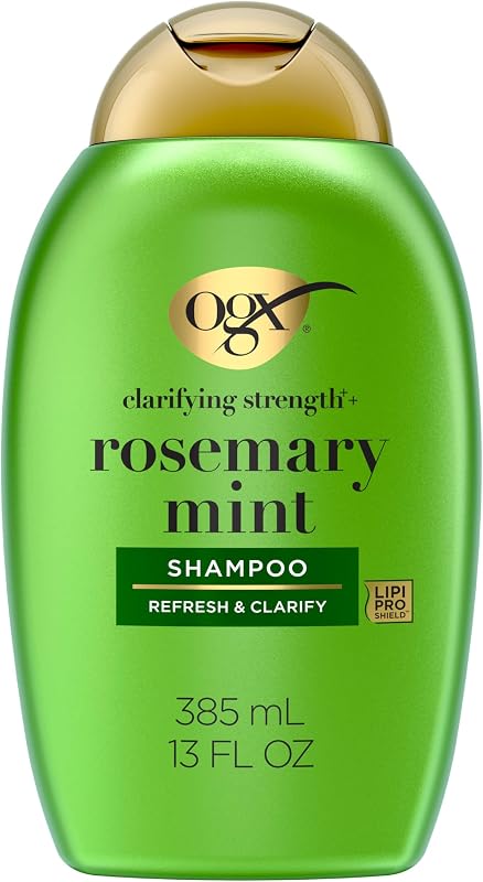 OGX Clarifying Strength + Rosemary Mint Shampoo, Clarifying Shampoo for Oily Hair Visibly Helps Remove Oil & Residue to Clear Away Buildup, Sulfate-Free Surfactants, 13 fl. oz