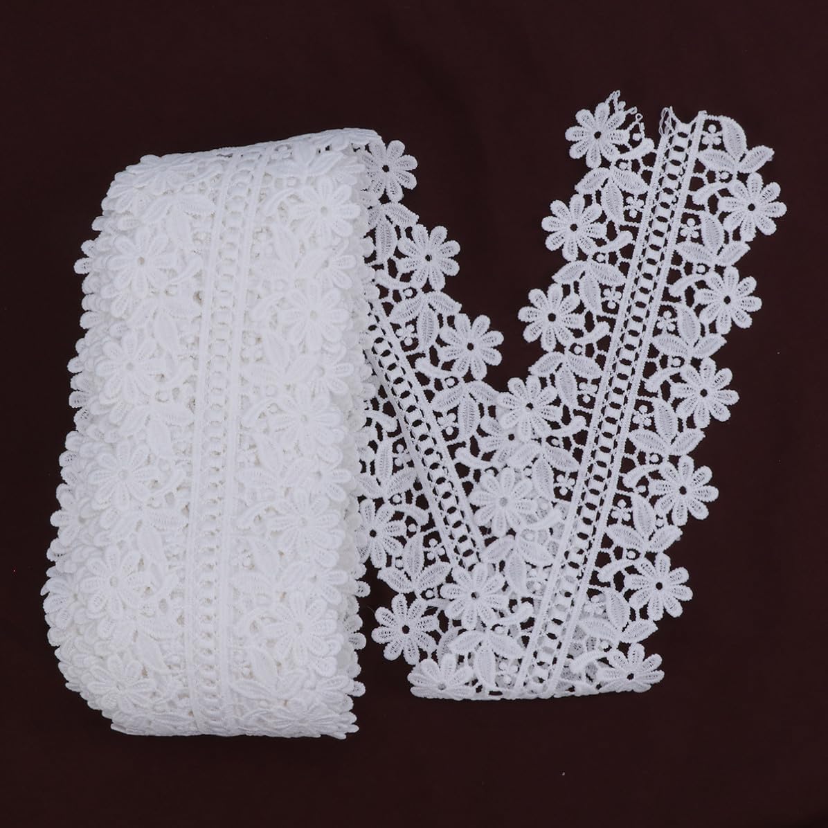White Milk Fiber Embroidered Lace Fabric for Wedding 6-14