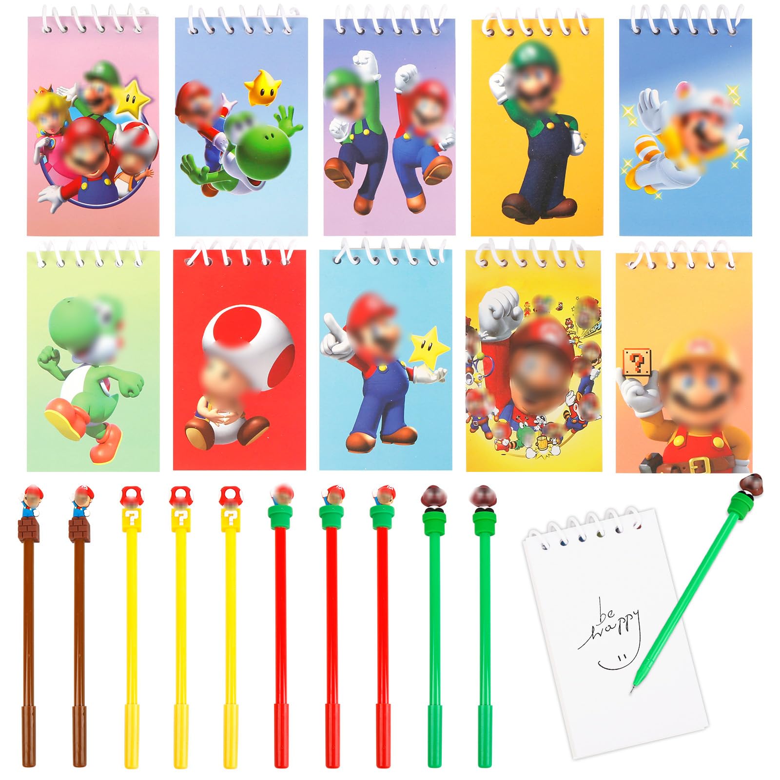 Chiputaogan 10 Pack Mari Stationery, Party Bags Fillers with Mini Notebooks Pens Key rings Stickers, Party Favours for Birthdays, Goodie Bags & School Rewards