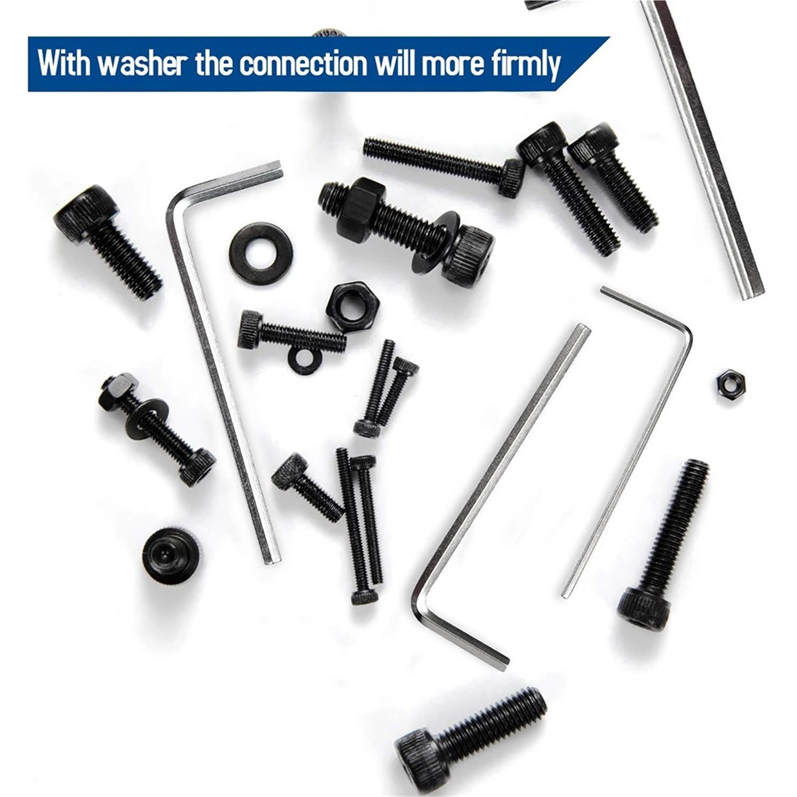 Juego de tornillos con cabeza hexagonal M2 M3 M4 M5 1060 Uds., redonda plana acero al carbono, Kit surtido pernos y tuercas caja almacenamiento para Electrónica(Round 1060pcs)