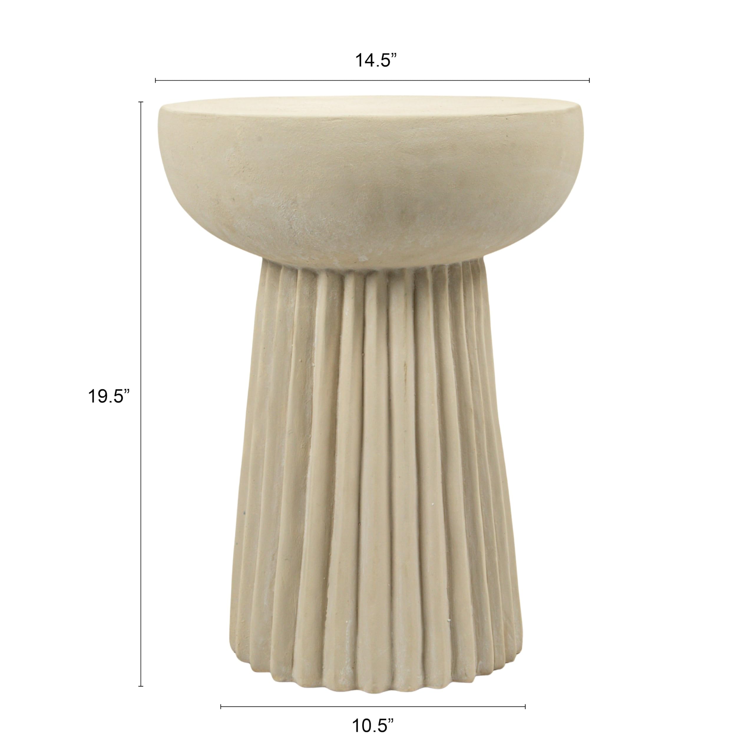 Creative Co-Op Magnesium Oxide Side Table, Cream