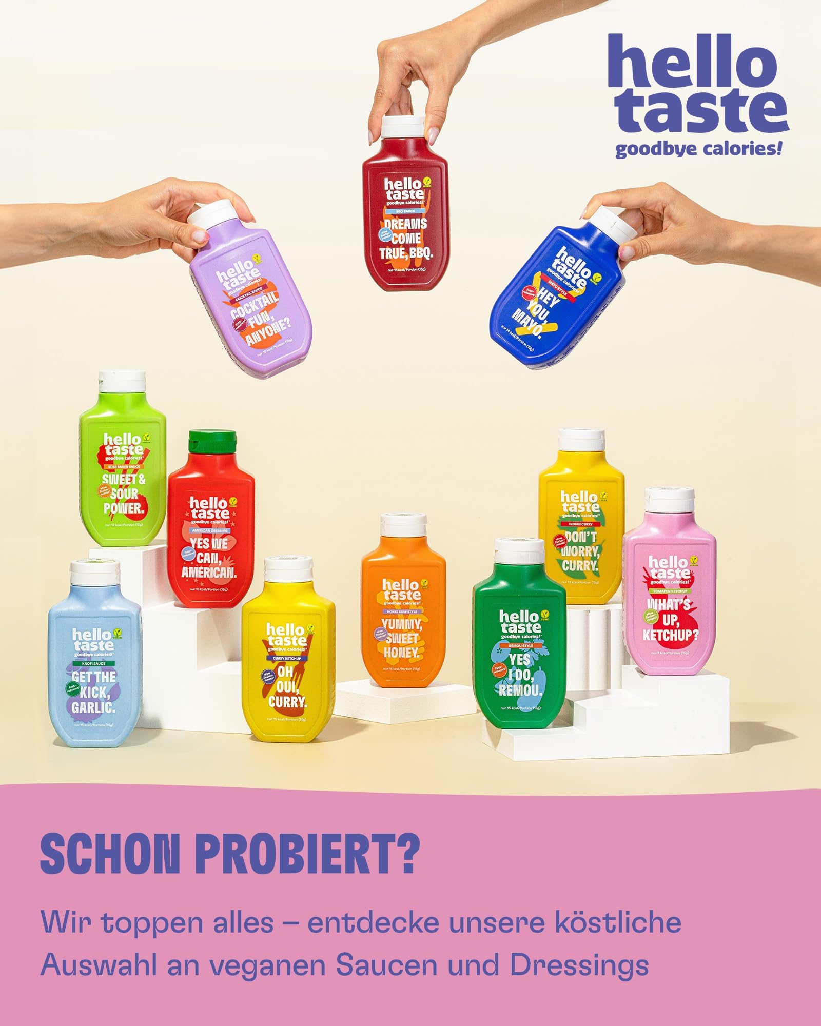 hellotaste Caesar Dressing 300ml Vorratspaket - kalorienreduziert, ohne Zuckerzusatz & voller Geschmack | Für Gerichte, zum Grillen uvm. | Vegan, aspartamfrei, laktosefrei| 7 x 300ml