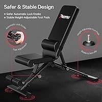 Vista 4 de PASYOU Adjustable Foldable Weight Bench for Home Gym with 660LBS, Workout Bench for Incline Decline Flat Bench Press, Full Body Strength Training