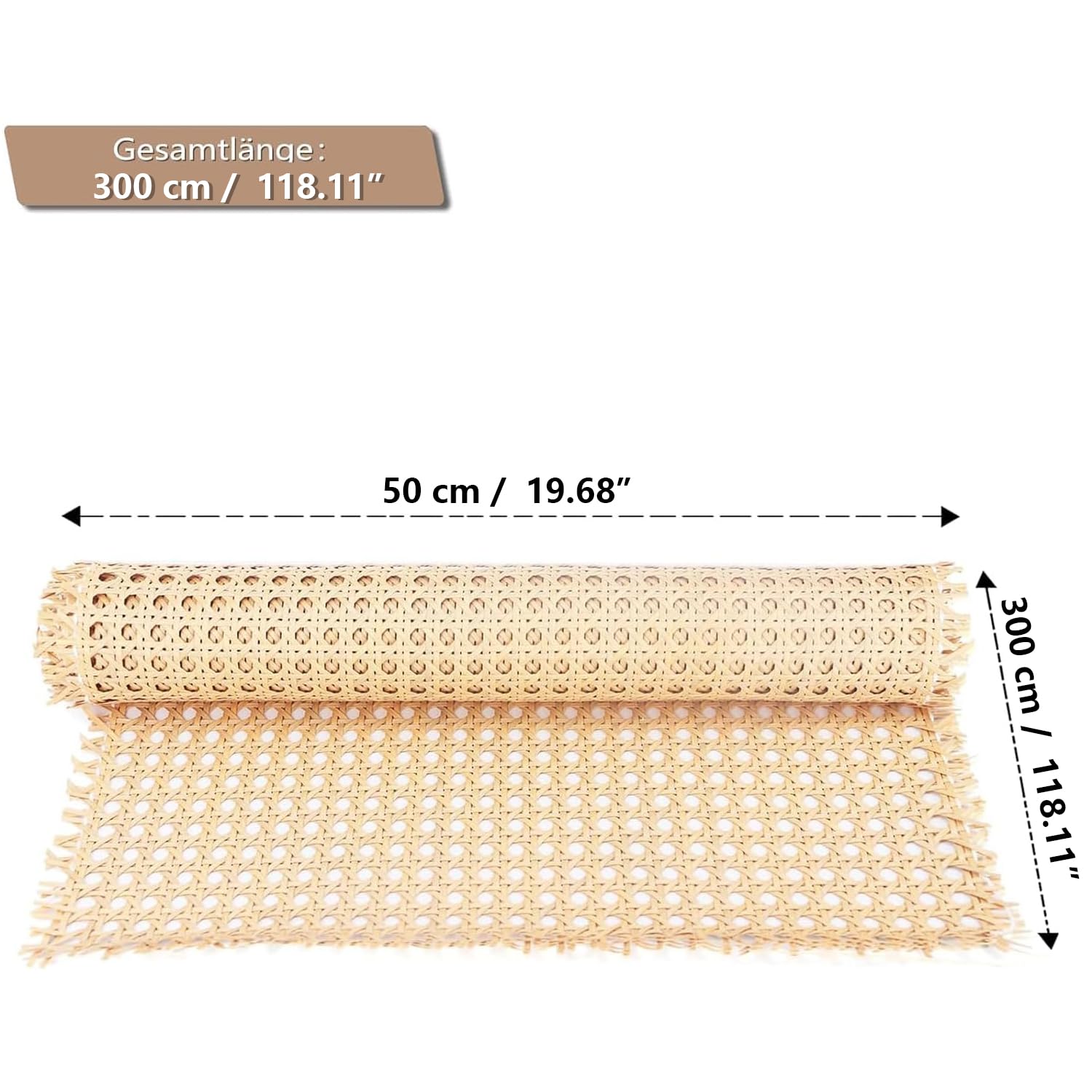 Wiener Geflecht, Rattan Gurtband 50 x 300cm Schimmelfest, PE Wabengeflecht Stuhlflechtrohr, Wasserdicht Handgemachtes Rattan Kunsthandwerk Möbeldekoration für Möbel, Stühle, Schränke
