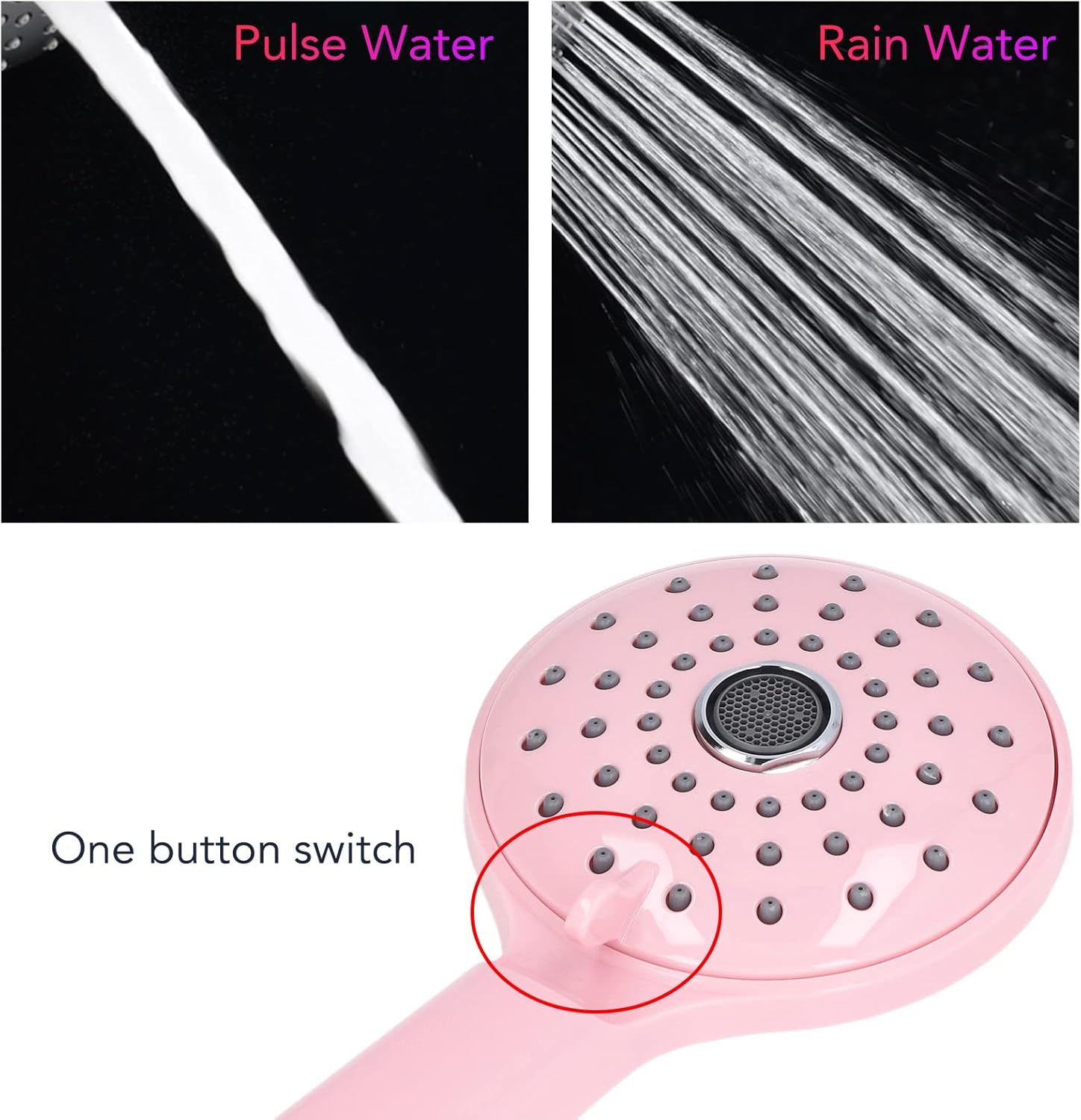 CHICIRIS High Pressure Shower Head, Pressurized Handheld Showerhead with 2 Spray Functions for Bathroom Hotel Bathtub()