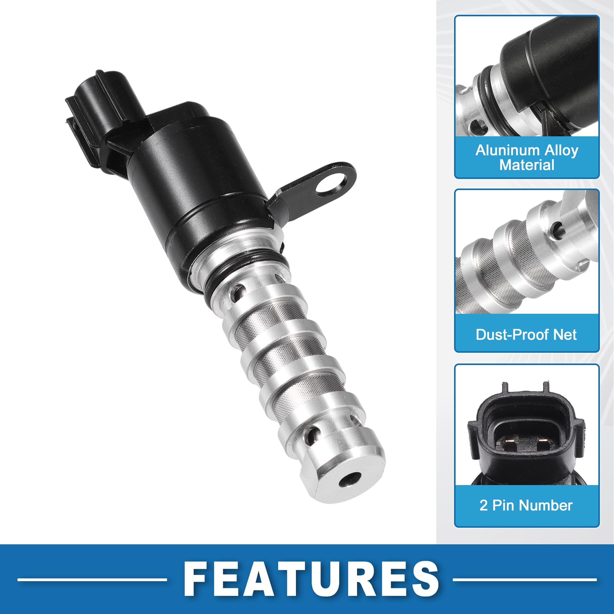 A ABSOPRO Solenoïde De Distribution Variable Pour Hyundai I10 2011+ 1pc | Métal, Plastique, Noir,Argenté,10.9x5.2 Cm,OE:2435503010,Pour Hyundai I20 2011+,Pour Kia Ceed 2015+,Picanto 2011+,Rio 2011+