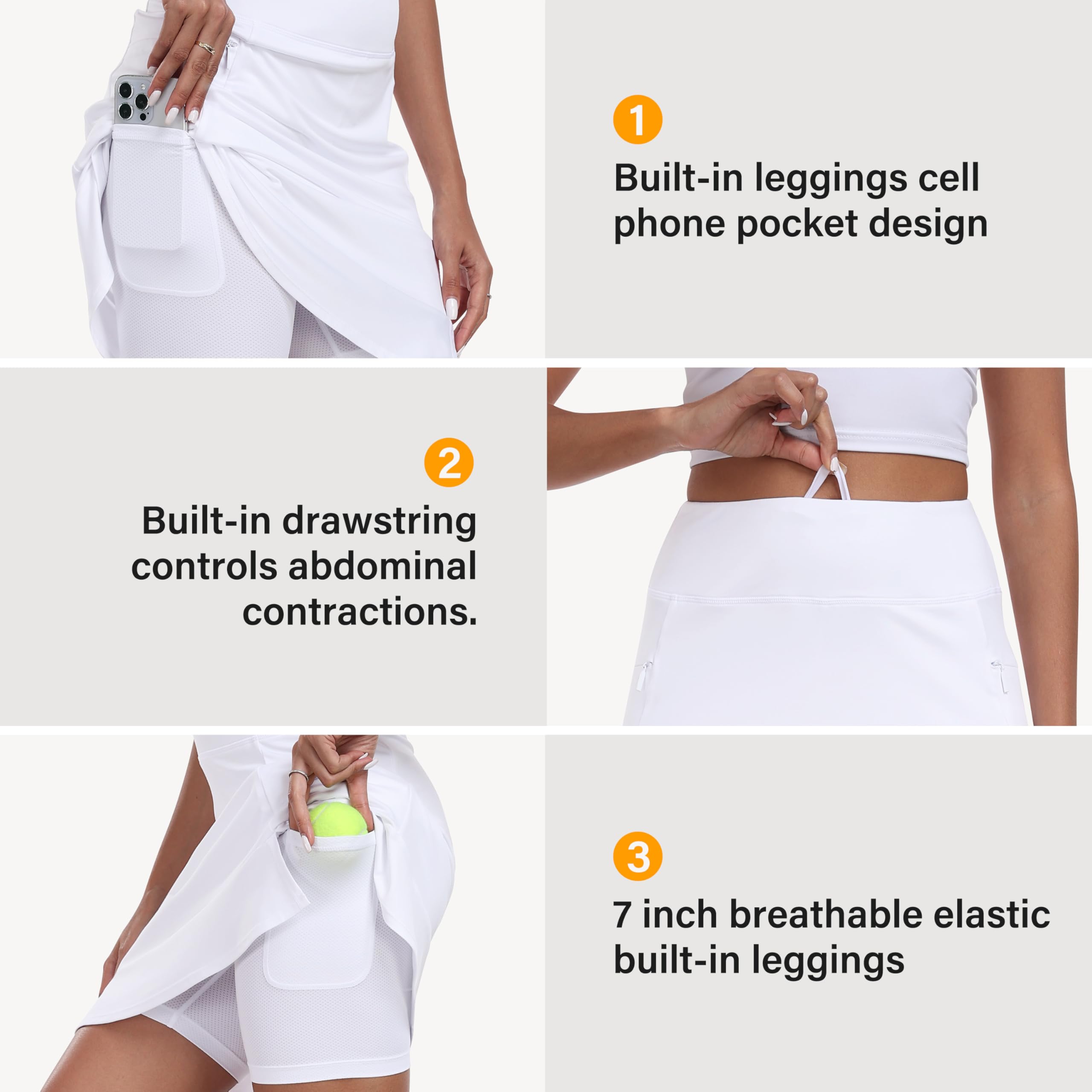 MoFiz Falda de Tenis Plisada para Mujer con pantalón Interiores, Cintura Alta, hasta la Rodilla, para Golf Deportes de Verano, Yoga, Senderismo, Correr