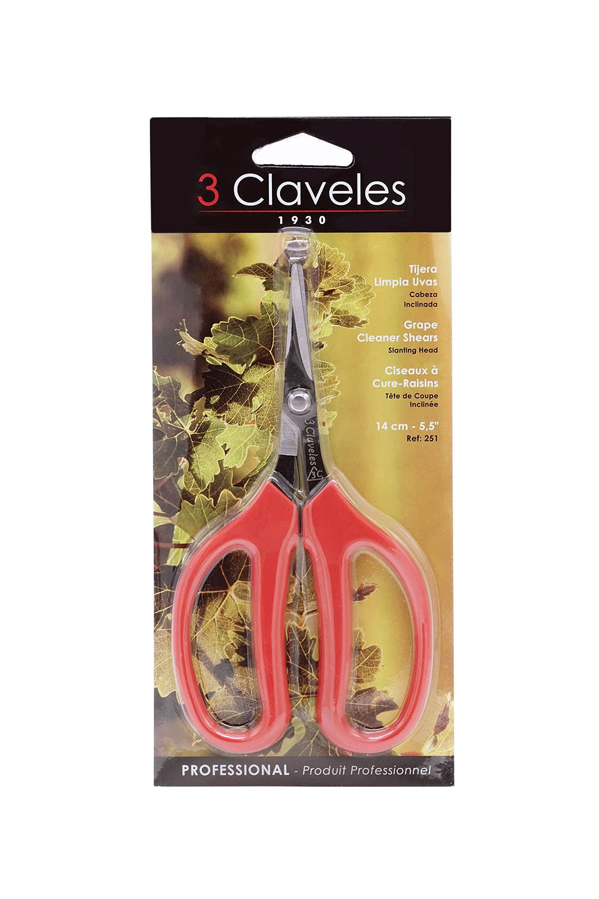 3 Claveles - 3Claveles 251 - Tijera limpia uvas curva (ABS, 5.5")