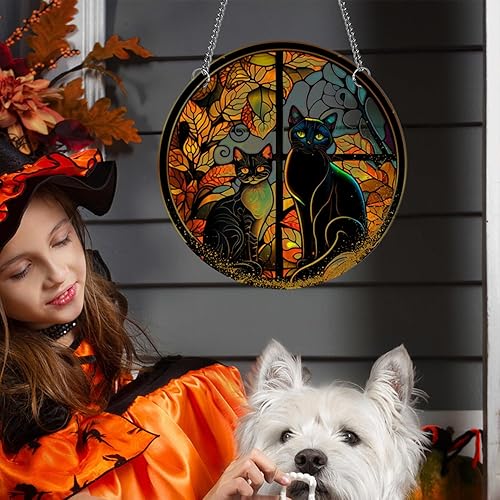 Miniatura 5 de MATIHAY Colgante de ventana de acrílico, colgante de ventana de gato negro, decoración de pared de gato para amantes de los gatos, gato negrocuervo