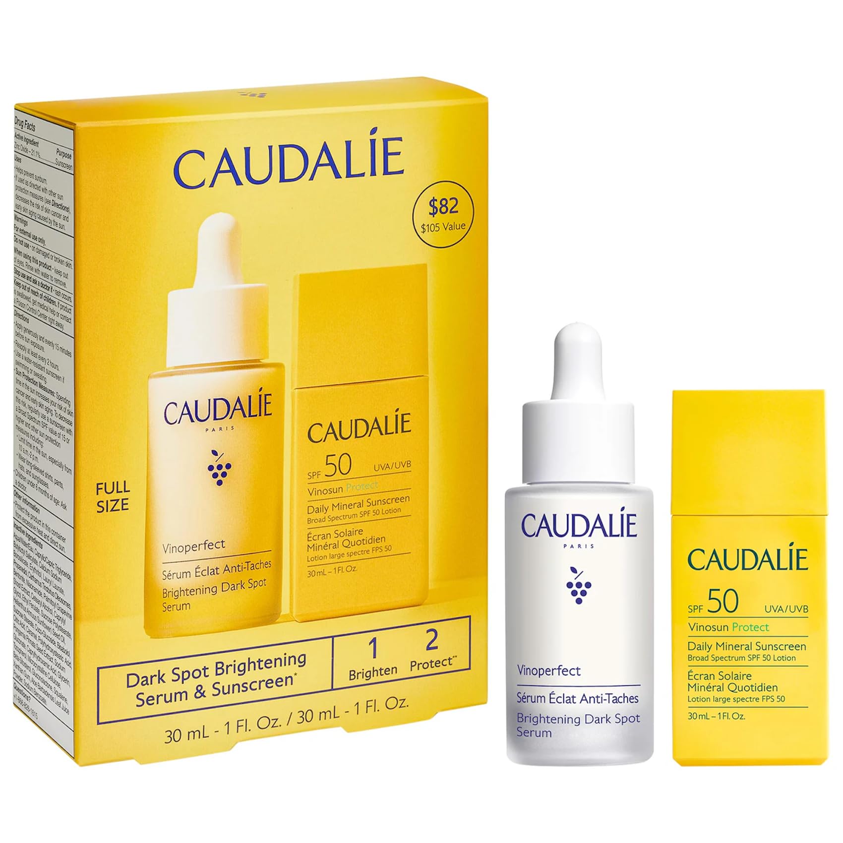 Caudalie Vinoperfect Brightening Dark Spot Serum Vitamin C Alternative - 62x More Effective than Vitamin C with Viniferine for a Visibly Brighter Even Complexion