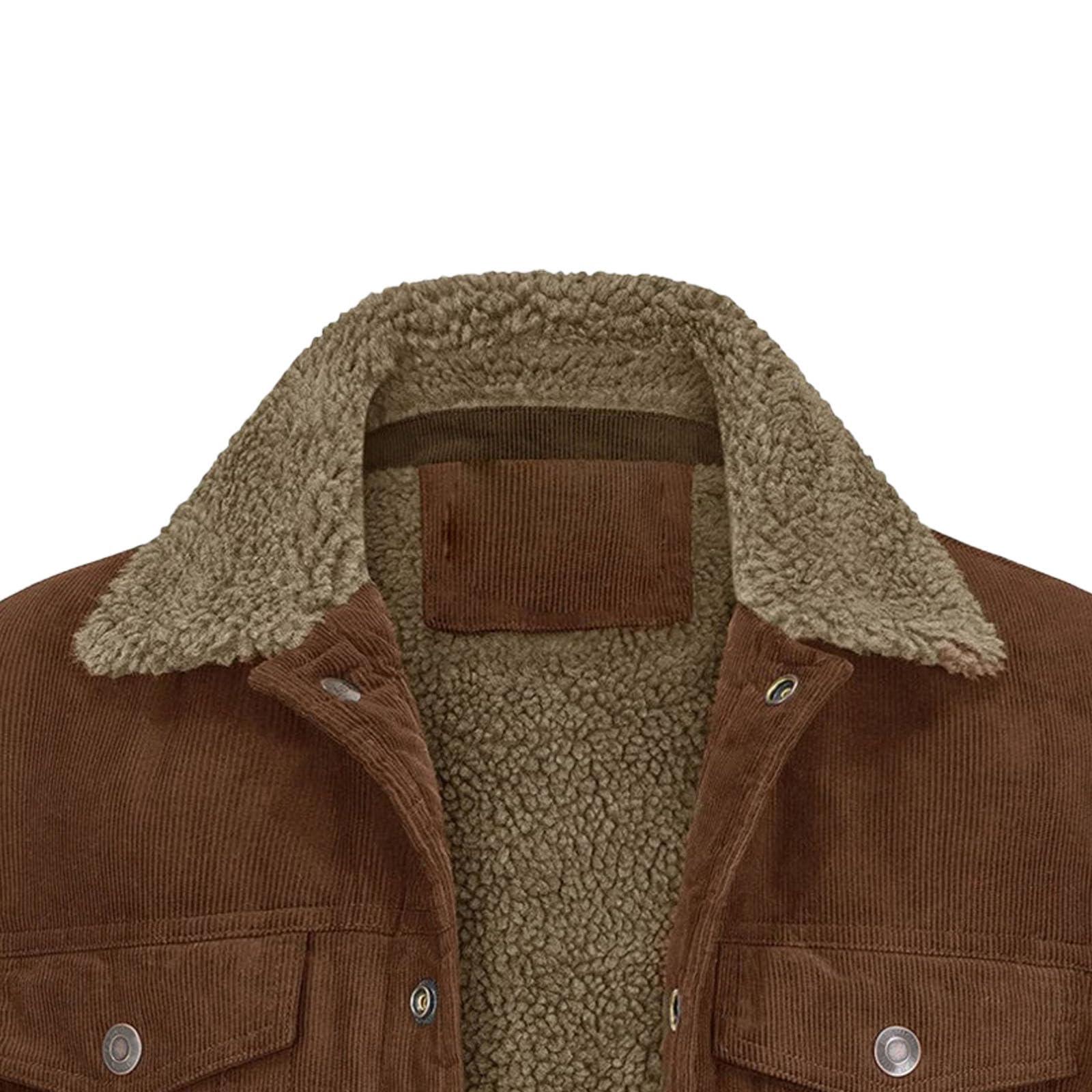 Chaqueta de pana polar con forro de sherpa para hombre, chaqueta trabajo estilo camionero con cuello vuelto, abrigo cálido invierno.