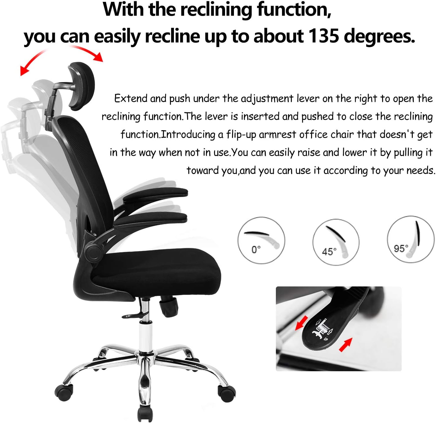 Buy Adjustable Office Chair Ergonomic Mesh Chair High Back Computer Desk Chair With Flip Up Armrest And Adjustable Headrest Online In Indonesia B08hh62hrk