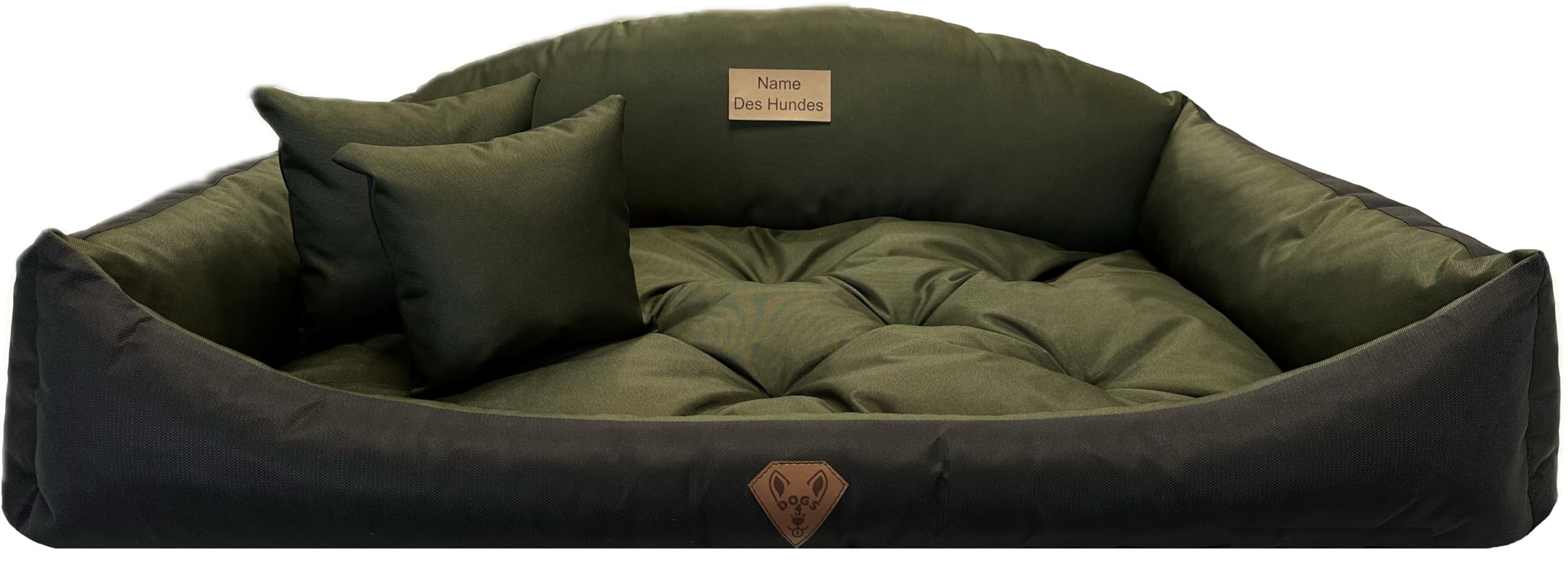 Dogs4Life Waschbar Orthopädisches Hundebett Hundekissen Hundesofa Hundekorb für Kleine Mittelgroße Grosse Hunde S - XXL Personalisiert mit Namen (XL, Khaki)