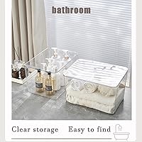 Vista 3 de Clear plastic storage bins with LIDS,storage containers for snacks, cosmetics, books, dog food, Storage Organizer for Nursery，Kitchen, Living