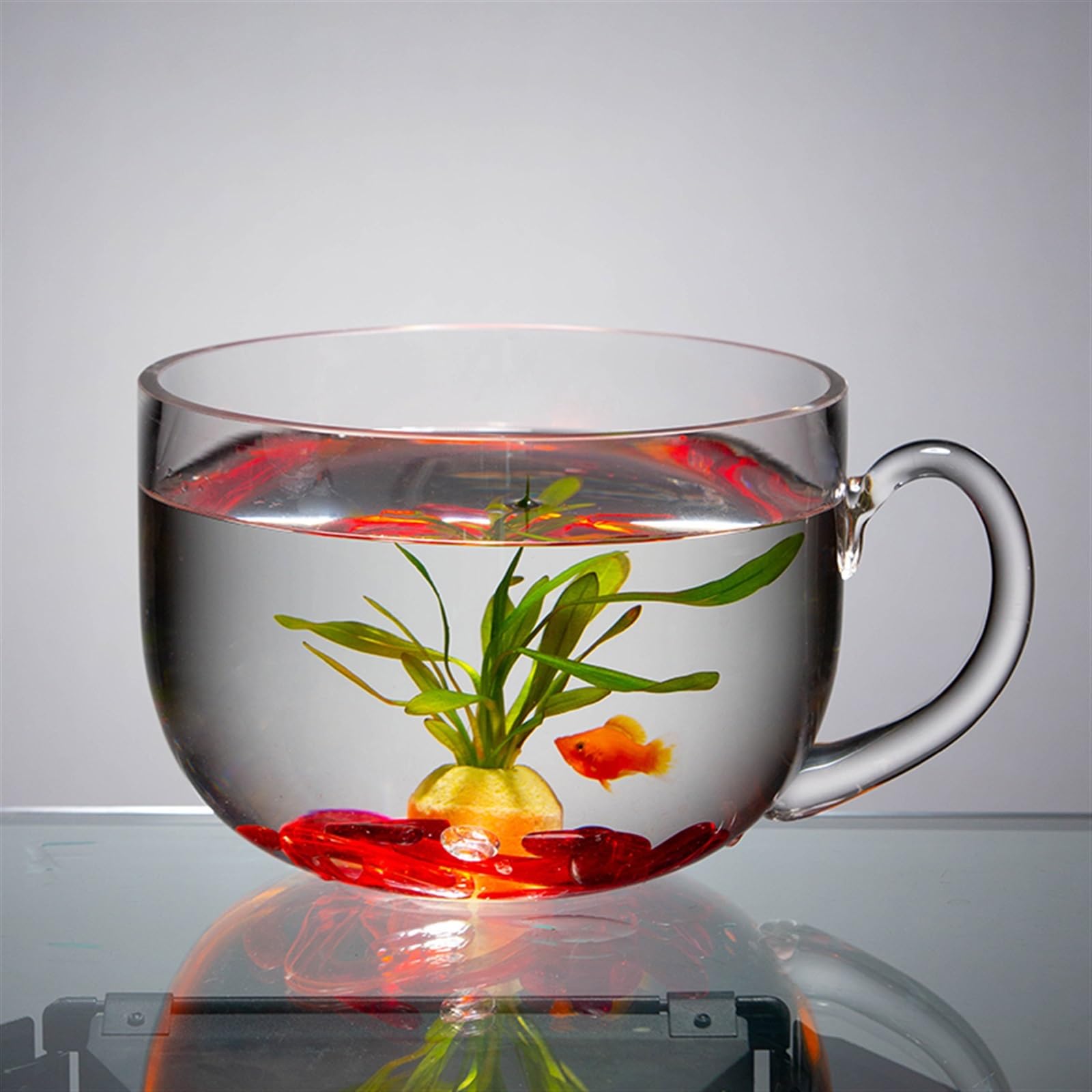 Acuario Tanque de Peces, Acuario de Escritorio, Forma de Cuenco Creativo, pecera Dorada, Sala de Estar, pequeños Tanques de Peces de Vidrio Salón