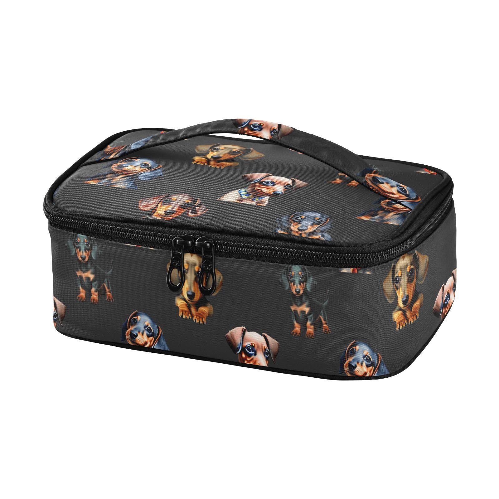 Small Lunch Bag Cute Dogs Dachshunds Insulated Mini Lunch Box for Women Men Kids Thermal Cooler Bags Handle for Picnic Work School
