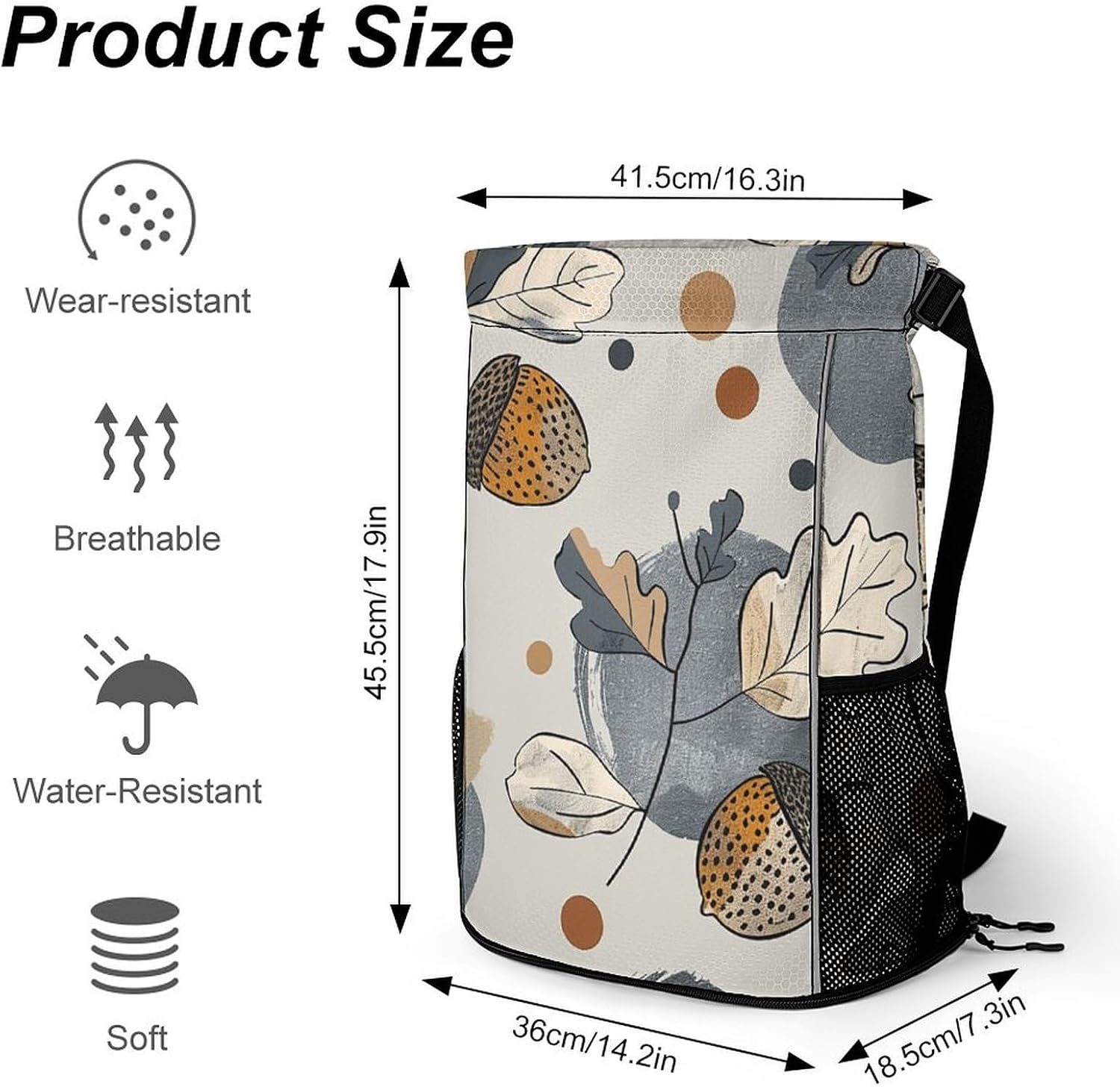 Drawstring Backpack Gym Drawstring Bag for Men Acorns And Oak Leaves Draw String Bags Gym Bag Cinch Bag