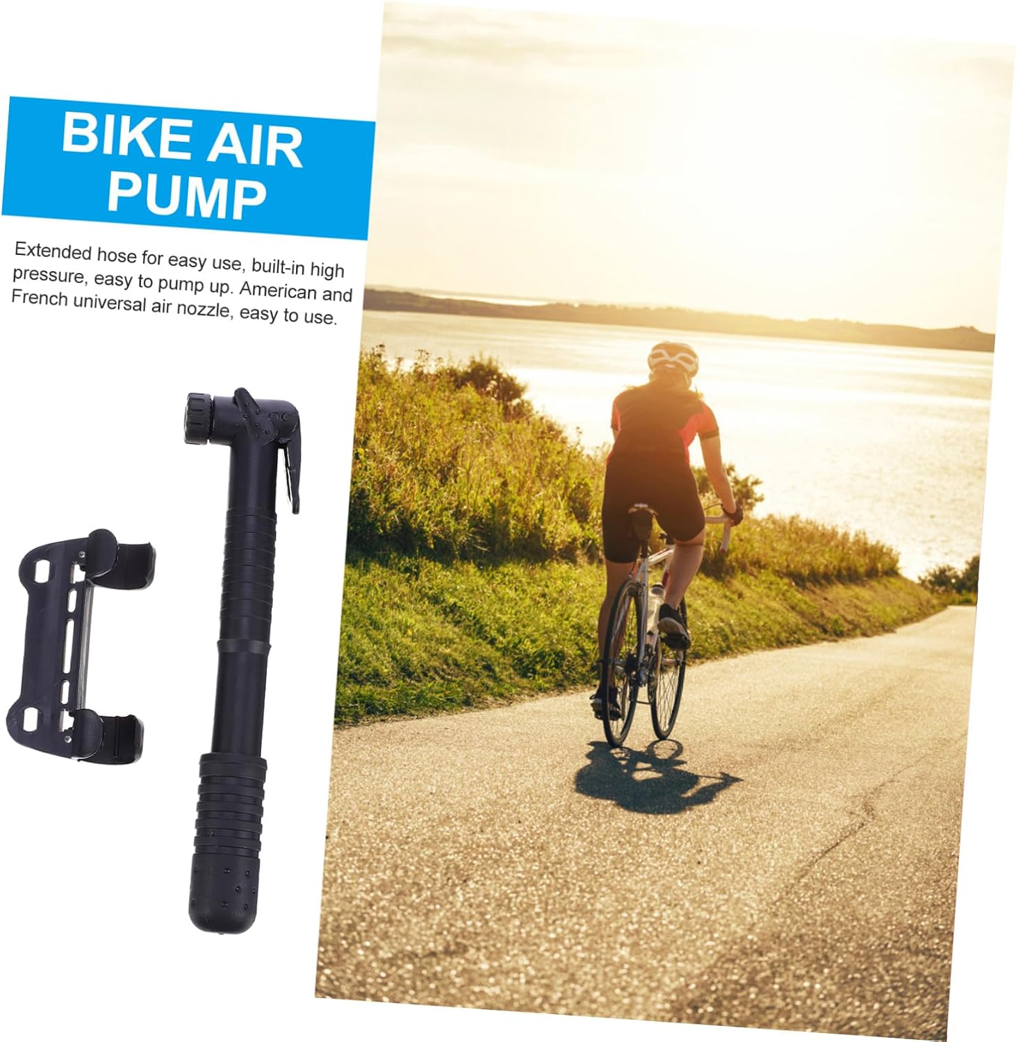 UPKOCH Portable Bike Air Pump Mini Tire Inflator with Frame Mount, Multifunctional Handheld Cycling Air Compressor for Road and Mountain Bikes, Black