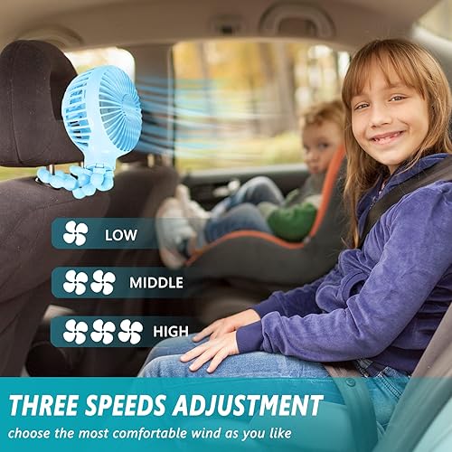 Miniatura 3 de YKLWORLD Mini ventilador de cochecito, ventilador portátil de mano con trípode flexible, ventilador de escritorio personal alimentado por USB o