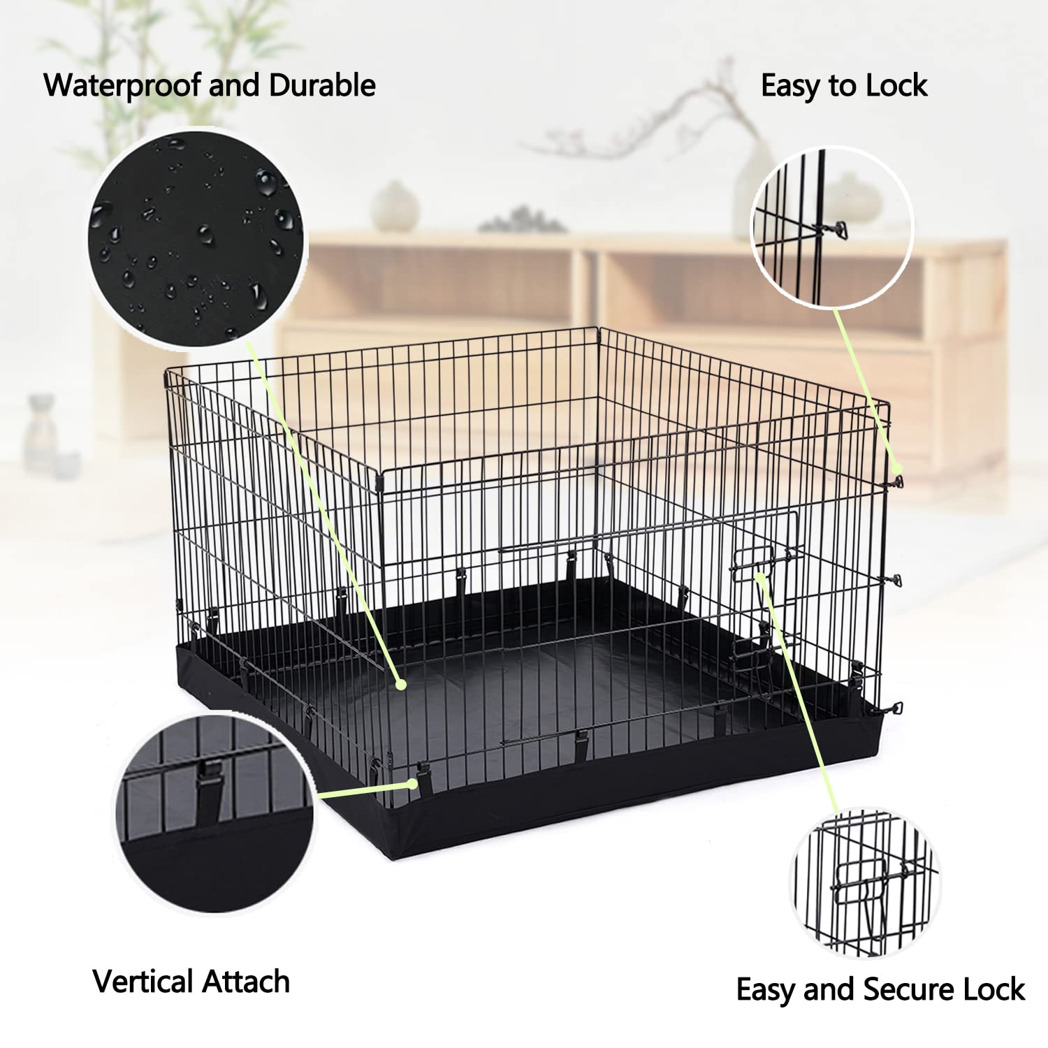 Cubierta inferior – Se adapta a 4 paneles de 36 pulgadas de ancho de plástico/metal para mascotas corral cuadrado para perros (Nota: solo la cubierta inferior del bolígrafo, sin corral!) 2