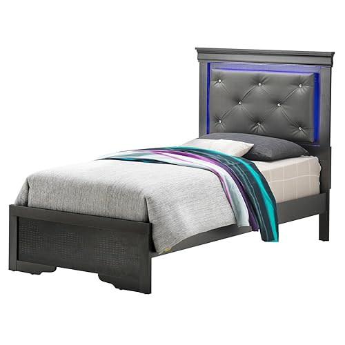Lorana Metalic Black Twin Panel Beds PF-G6502C-TB3
