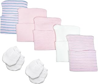 Nurses Choice Newborn Girl Hat & Mitten Set – Multi-Color, Soft Breathable Fabric & Anti-Scratch Mittens