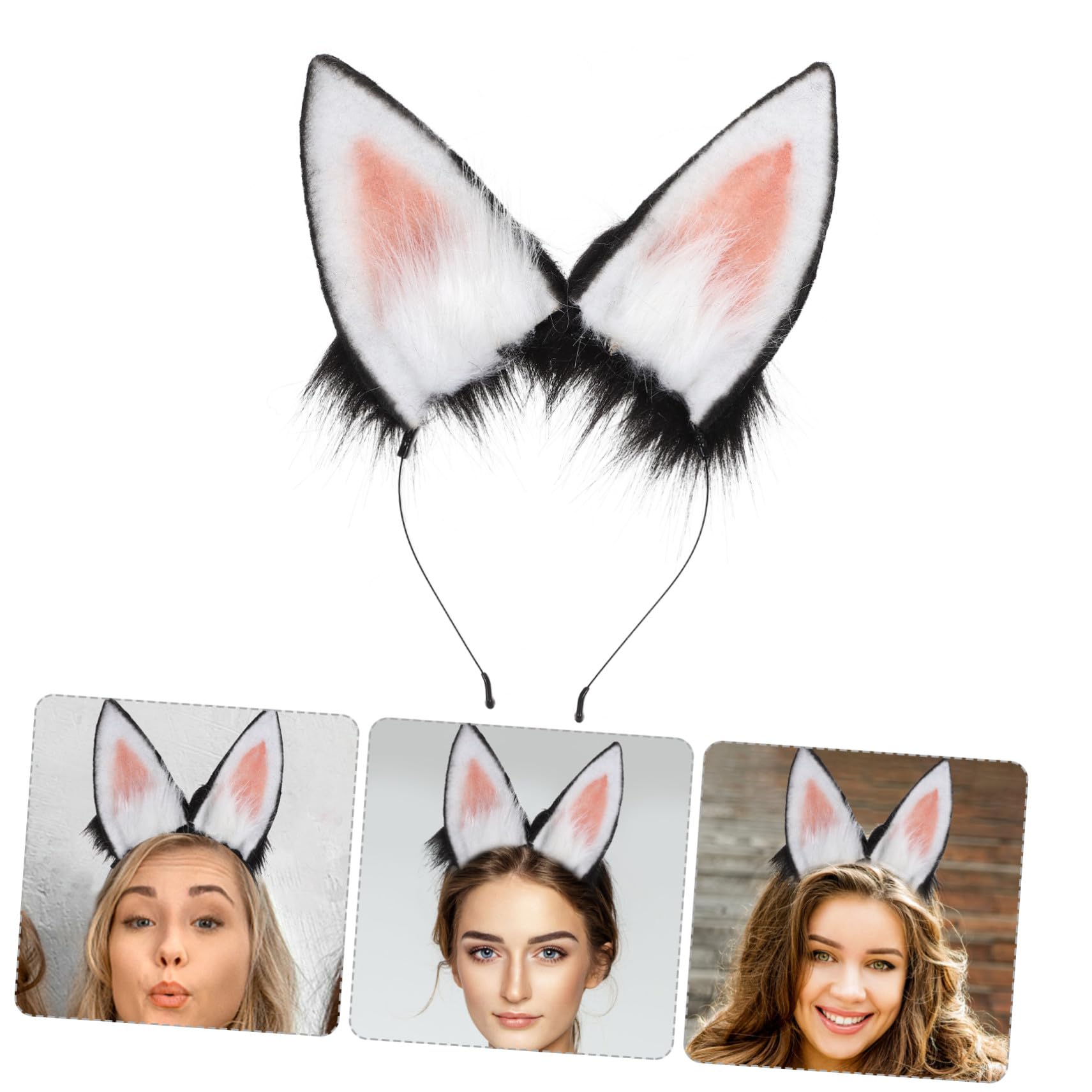 VICASKY 5 Pièces Bandeau Oreilles Lapin Fluffy Accessoire Cosplay Animal Unique et Confortable pour Fête et Usage Quotidien