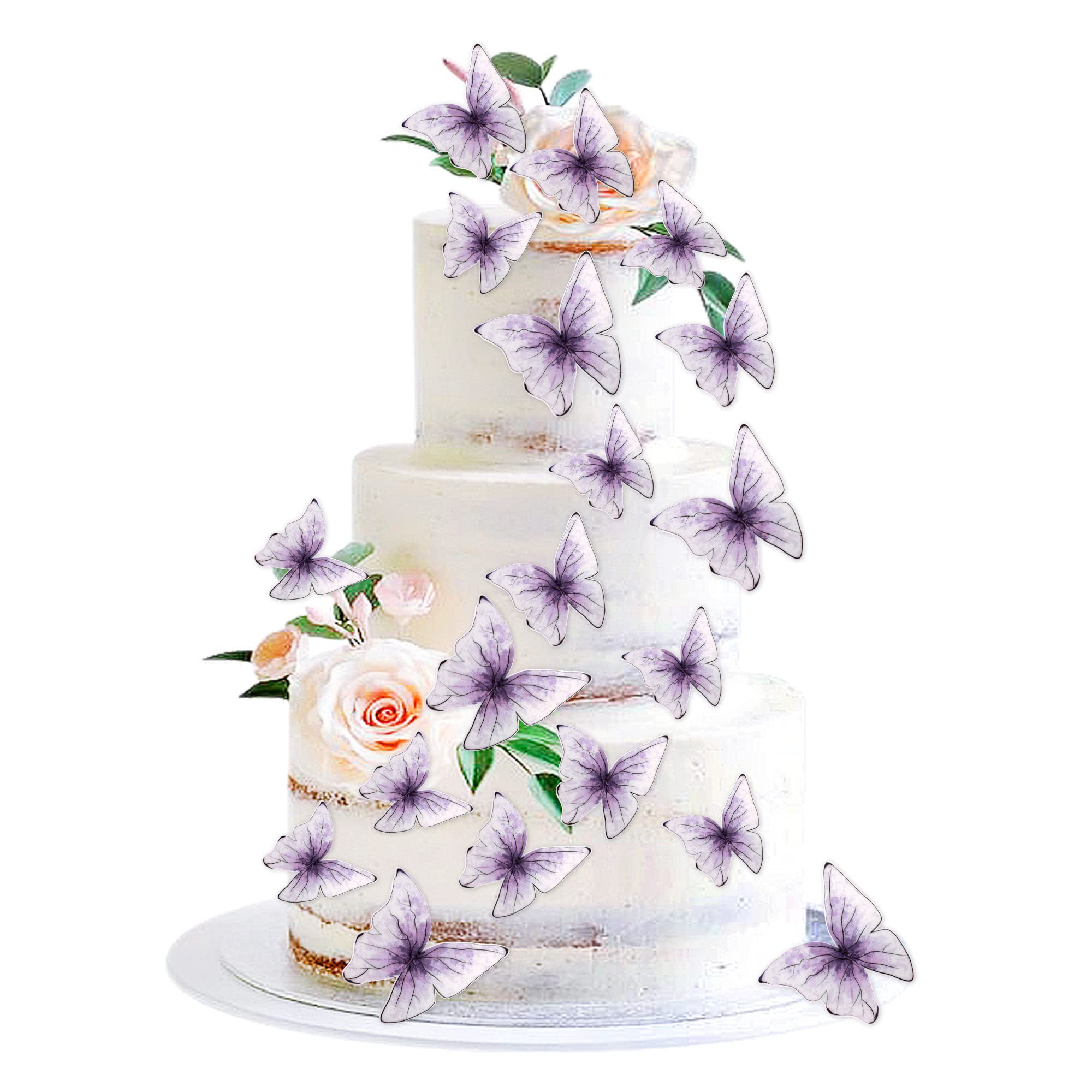 30PCS Butterfly Cake Toppers 3D Purple Butterfly Cupcake Toppers Birthday Party Decorations for Anniversary Wedding Party Baby Shower Supplies Wall Decor