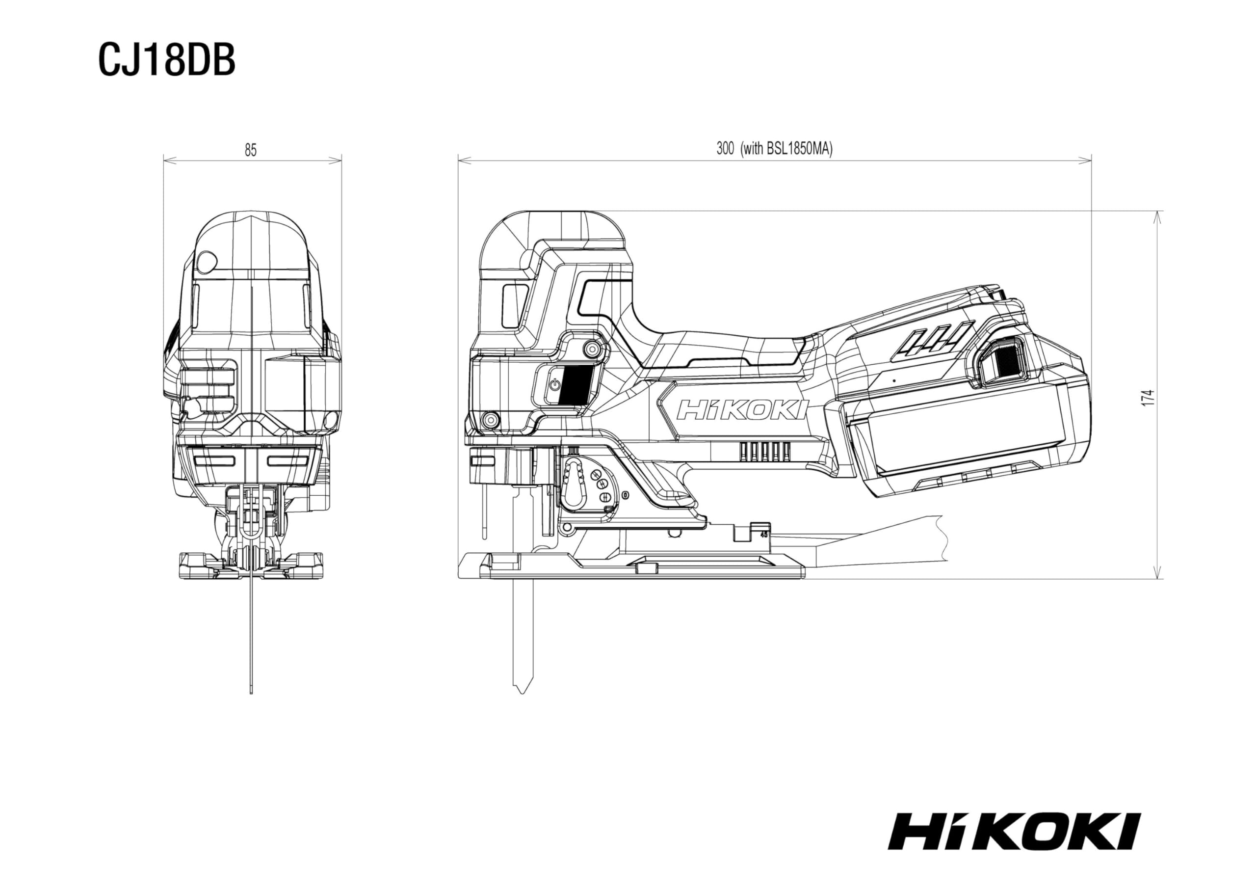 HiKOKI CJ18DBW2Z Scie Sauteuse Sans Fil 18V, Pendulaire, Coupe Bois 135 mm | Livrée en mallette avec lame, sans batterie ni chargeur, coupe onglet 45°, changement de lame rapide et éclairage LED