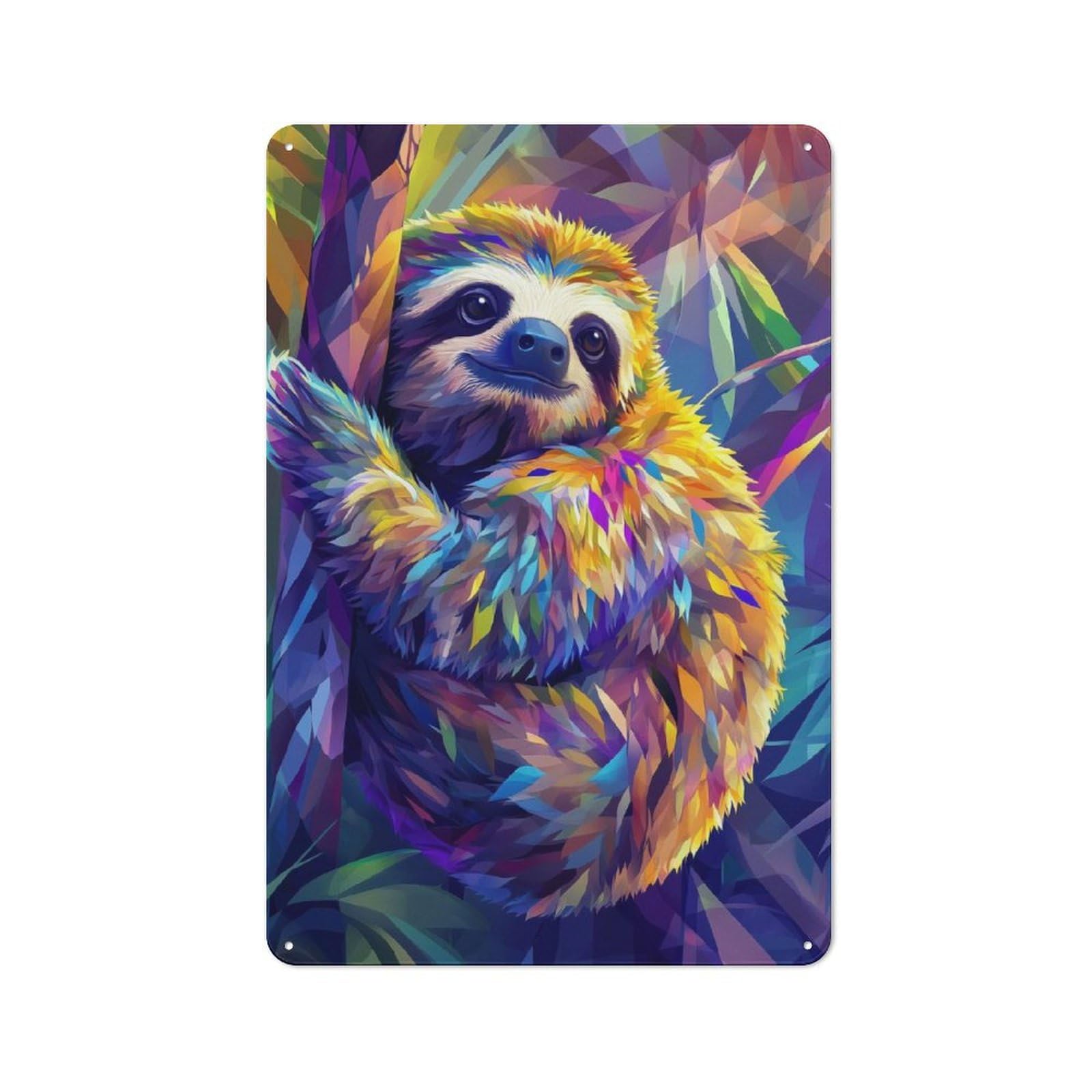 Junmoney Colorful Sloth In Jungle Office Metal Sign With Design 30X20cm, Classic Studio Wall Plaque For Home Office, Reading Corner Or Bedroom