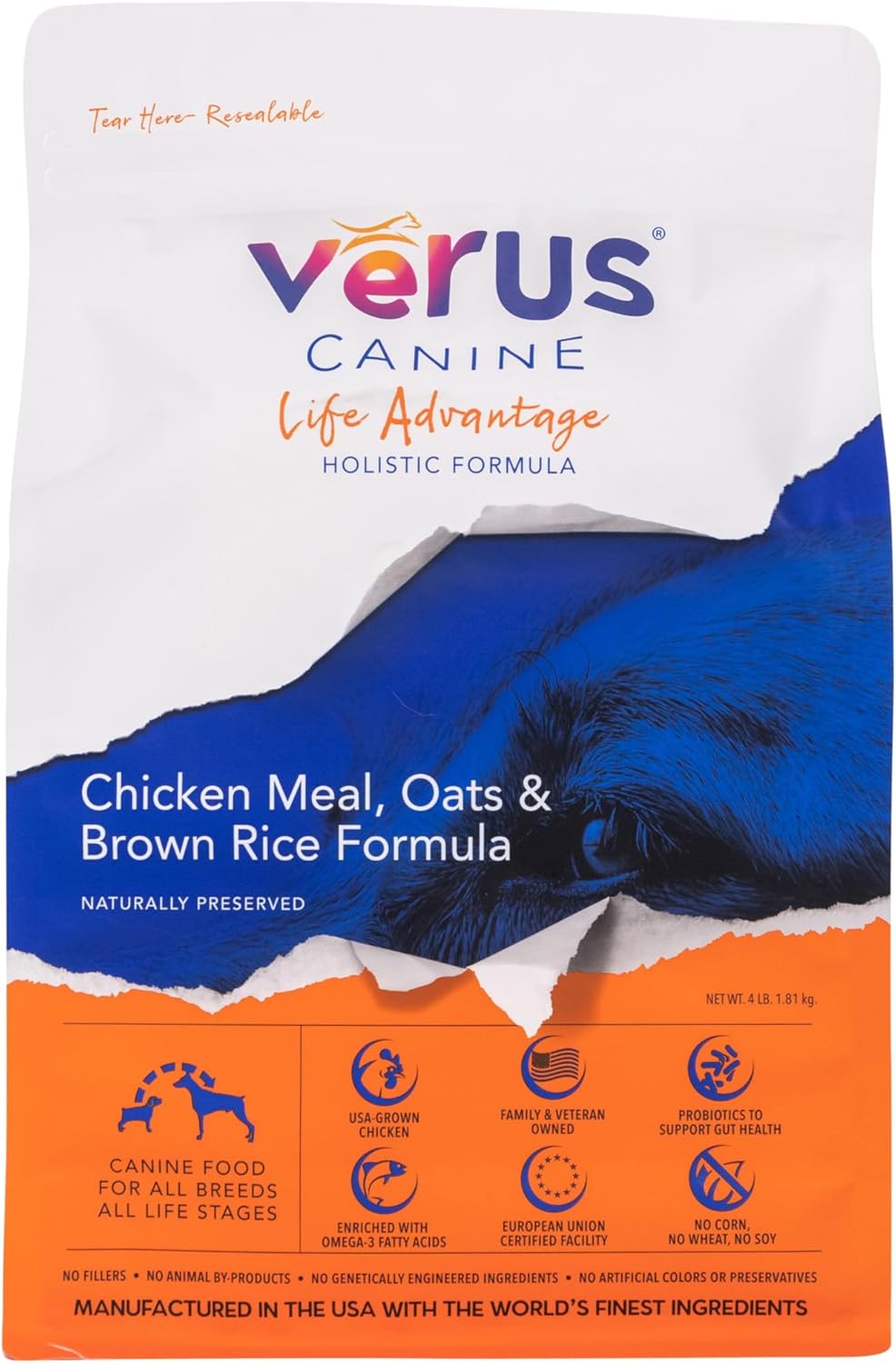 VeRUS Pet Foods Dry Dog Food Chicken, Life Advantage Formula 12lb Bag