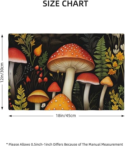 Miniatura 4 de 4 manteles individuales de lino sintético de doble capa con diseño de hongos, antideslizantes, resistentes al calor, para el hogar, restaurante,