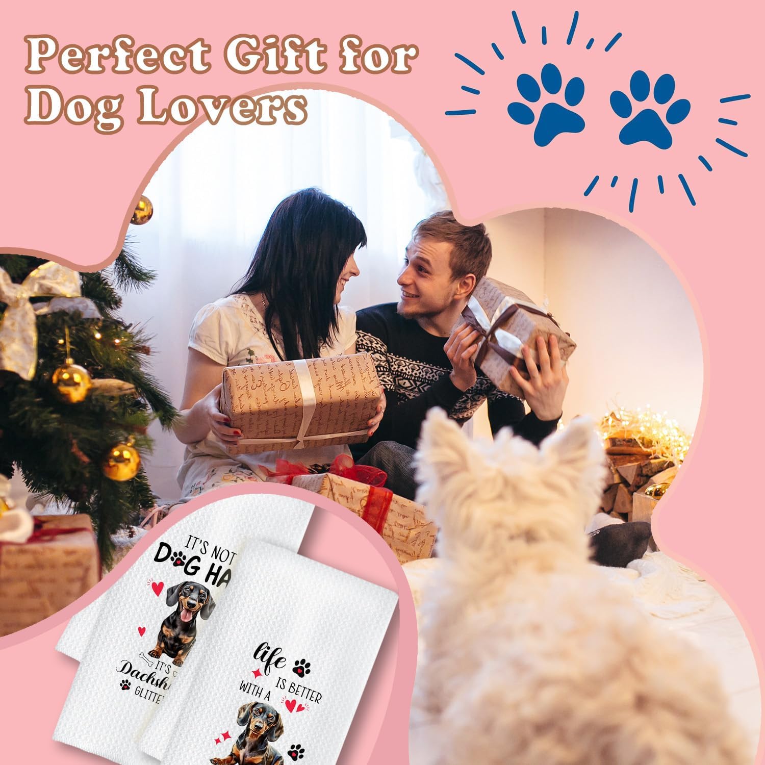 Chicimln Dachshund Dog Kitchen Towels, Weiner Dog Doxie Gifts Decorative Hand Towels for Bathroom, Dachshund Lover Gifts Dish Tea Towel Drying Cloth for Kitchen Decor, 16x24 Inch Set of 2 - Image 4