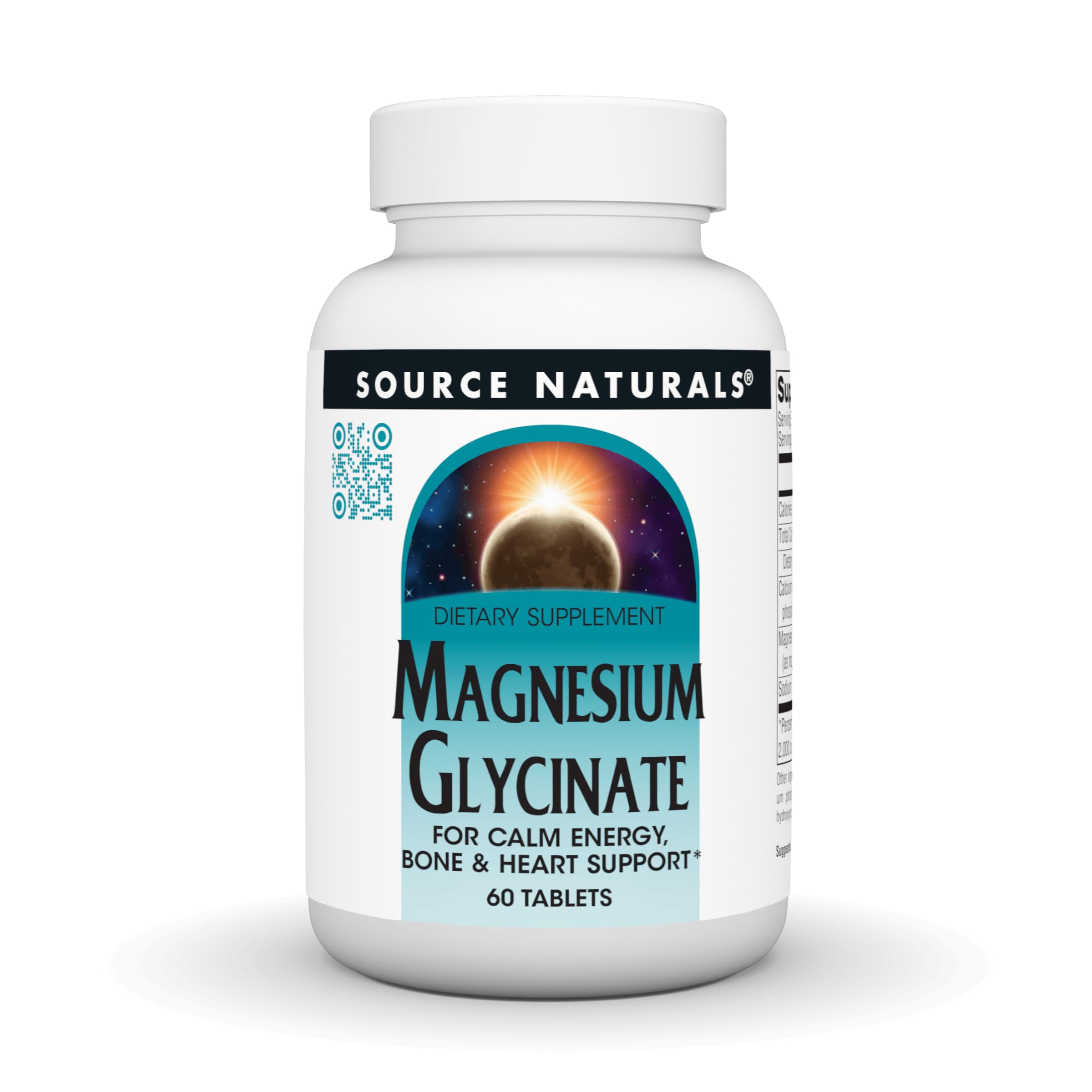 Source Naturals Magnesium Glycinate, 60 Tablets Unflavored 60 Count (Pack of 1)